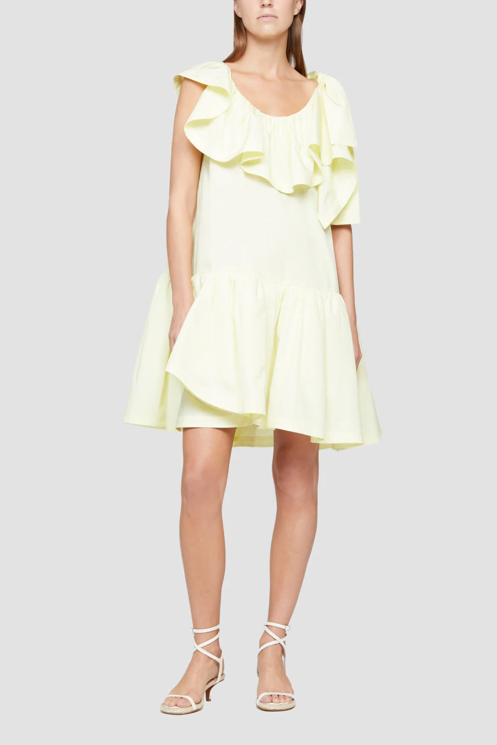 Sleeveless Ruffled-Neckline Tent Dress