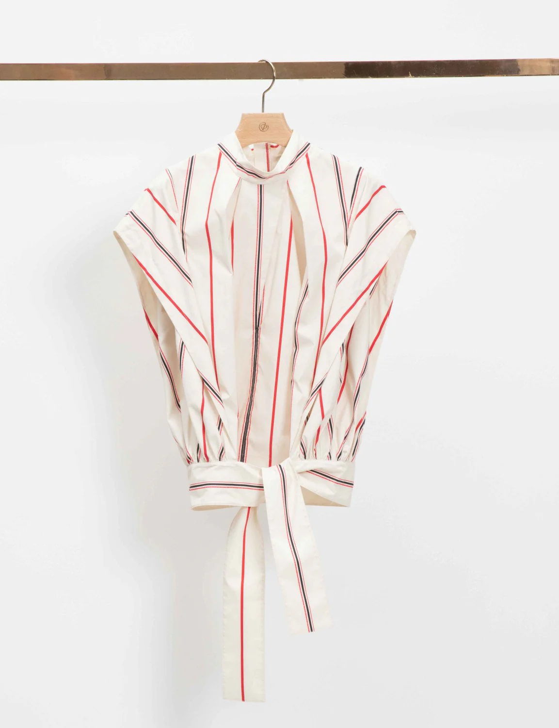 Striped Stand Collar Top - Image 2