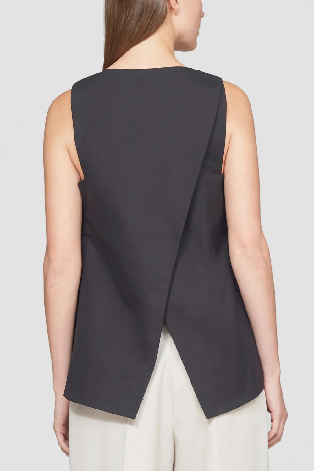 Sleevess Structured Cotton V-Neck A-Line Top - Image 5