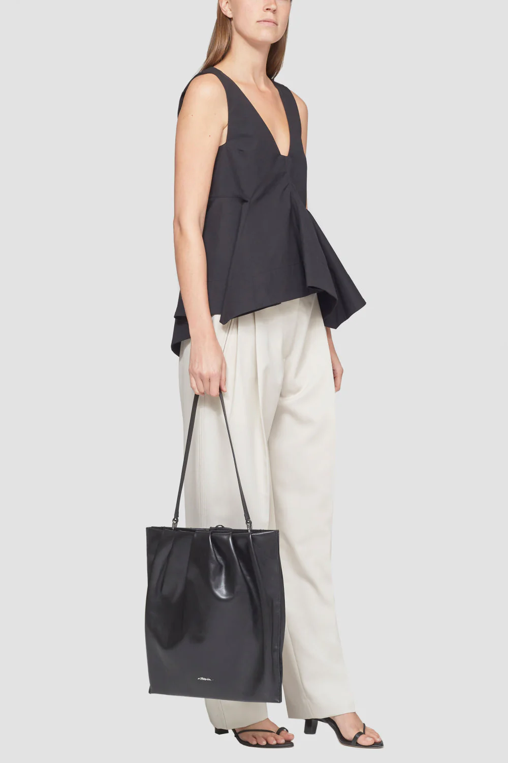 Sleevess Structured Cotton V-Neck A-Line Top - Image 8