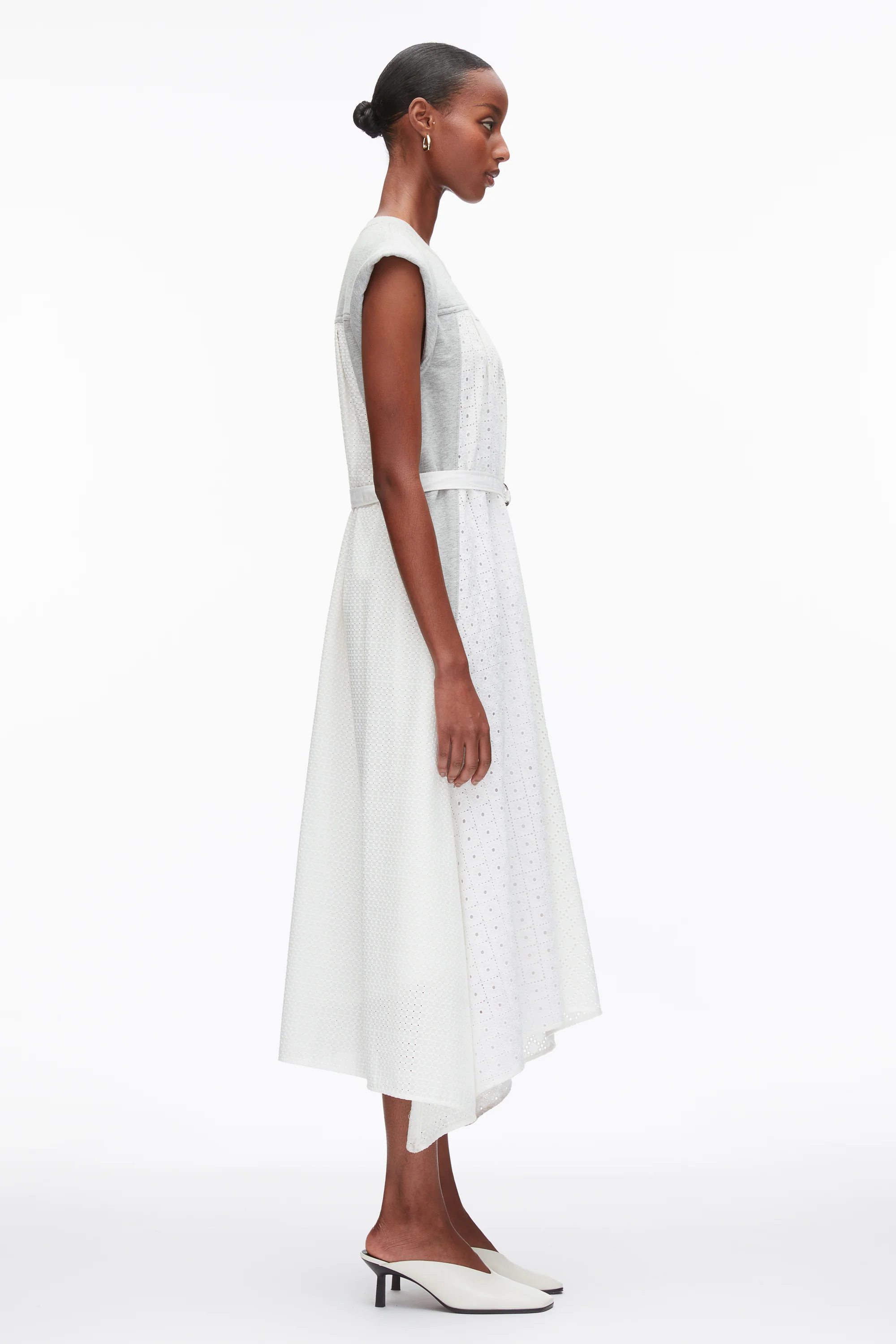 Sleeveless French Terry Dress with Broderie Anglaise - Image 3