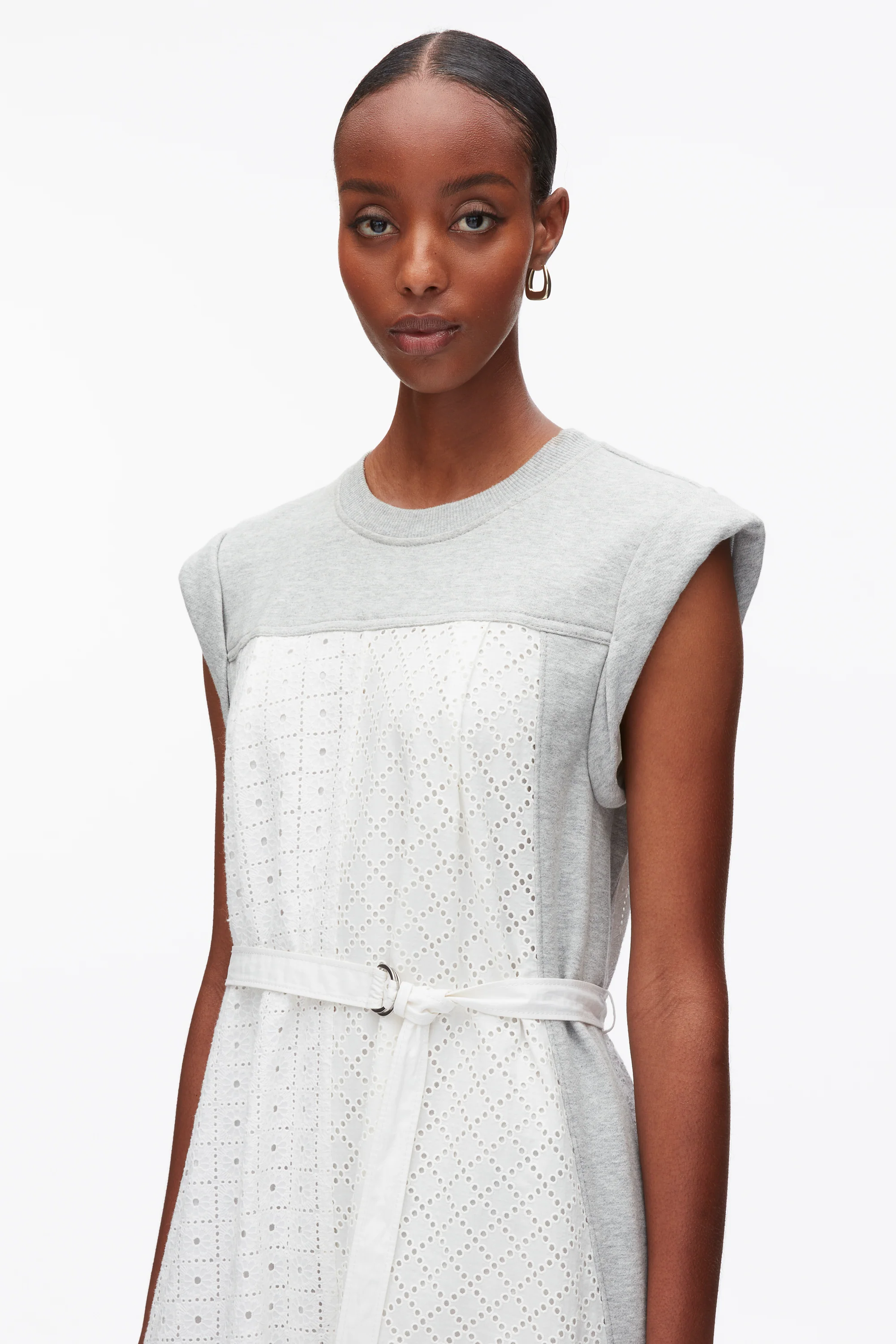 Sleeveless French Terry Dress with Broderie Anglaise - Image 5