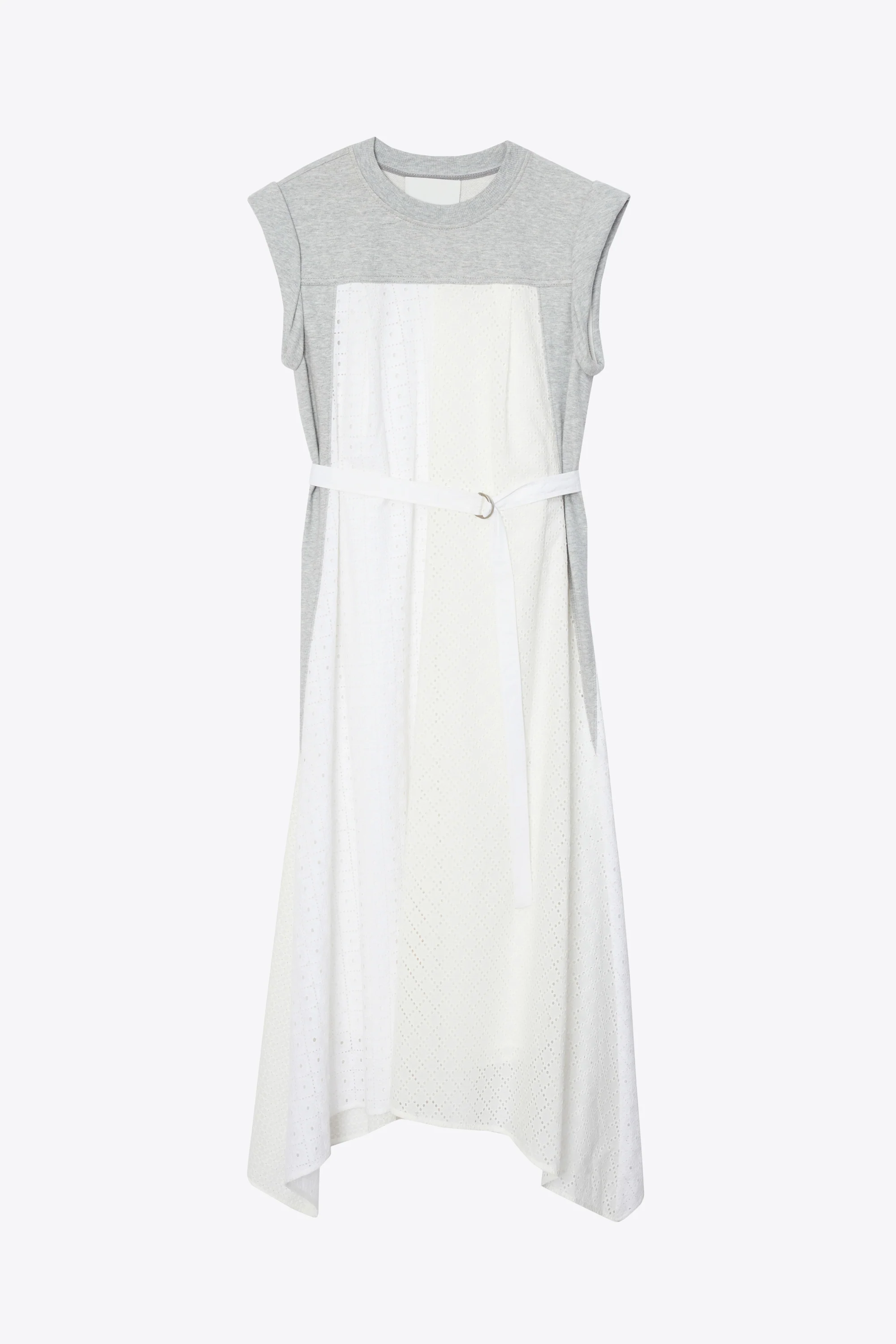 Sleeveless French Terry Dress with Broderie Anglaise - Image 7