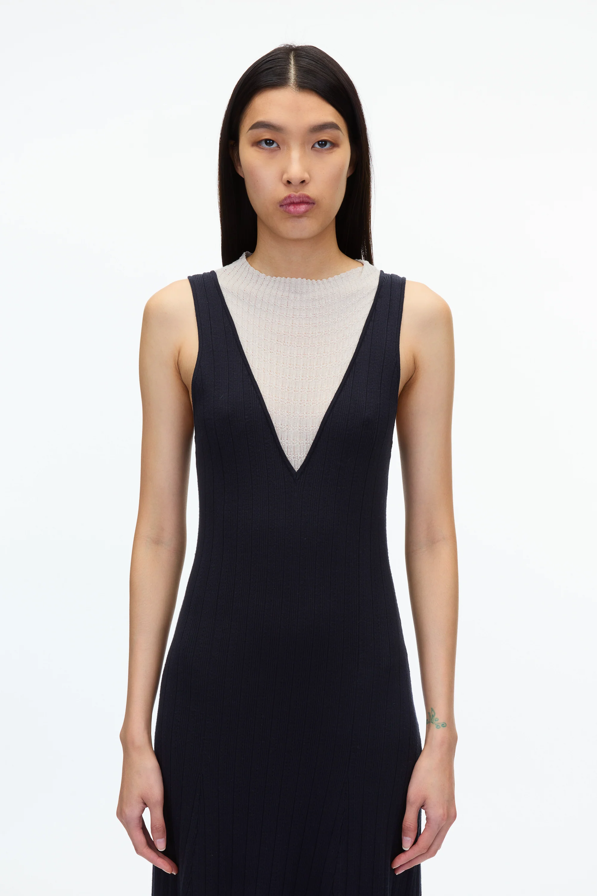 Fluid Rib Mockneck Midi Knit Dress - Image 2