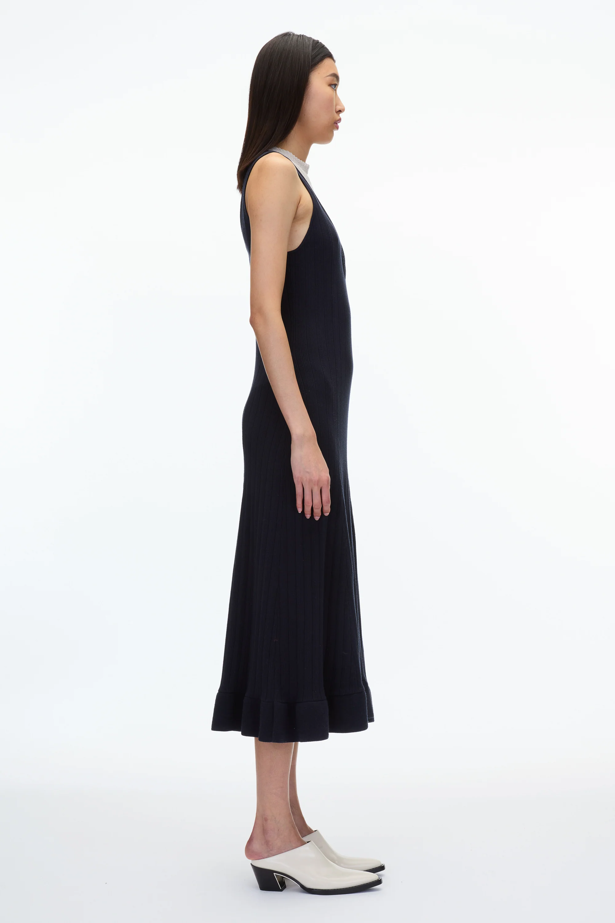 Fluid Rib Mockneck Midi Knit Dress - Image 3