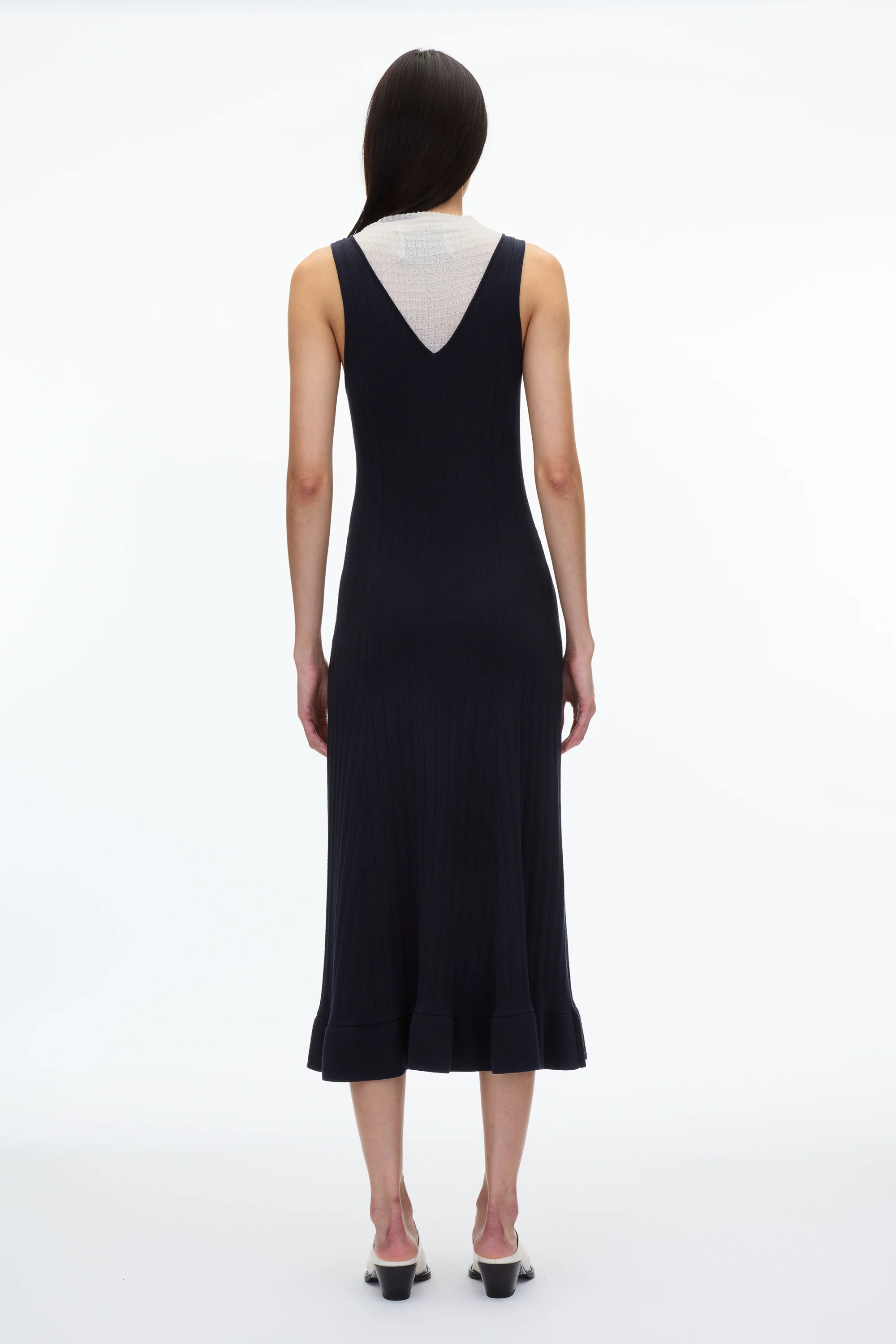 Fluid Rib Mockneck Midi Knit Dress - Image 4