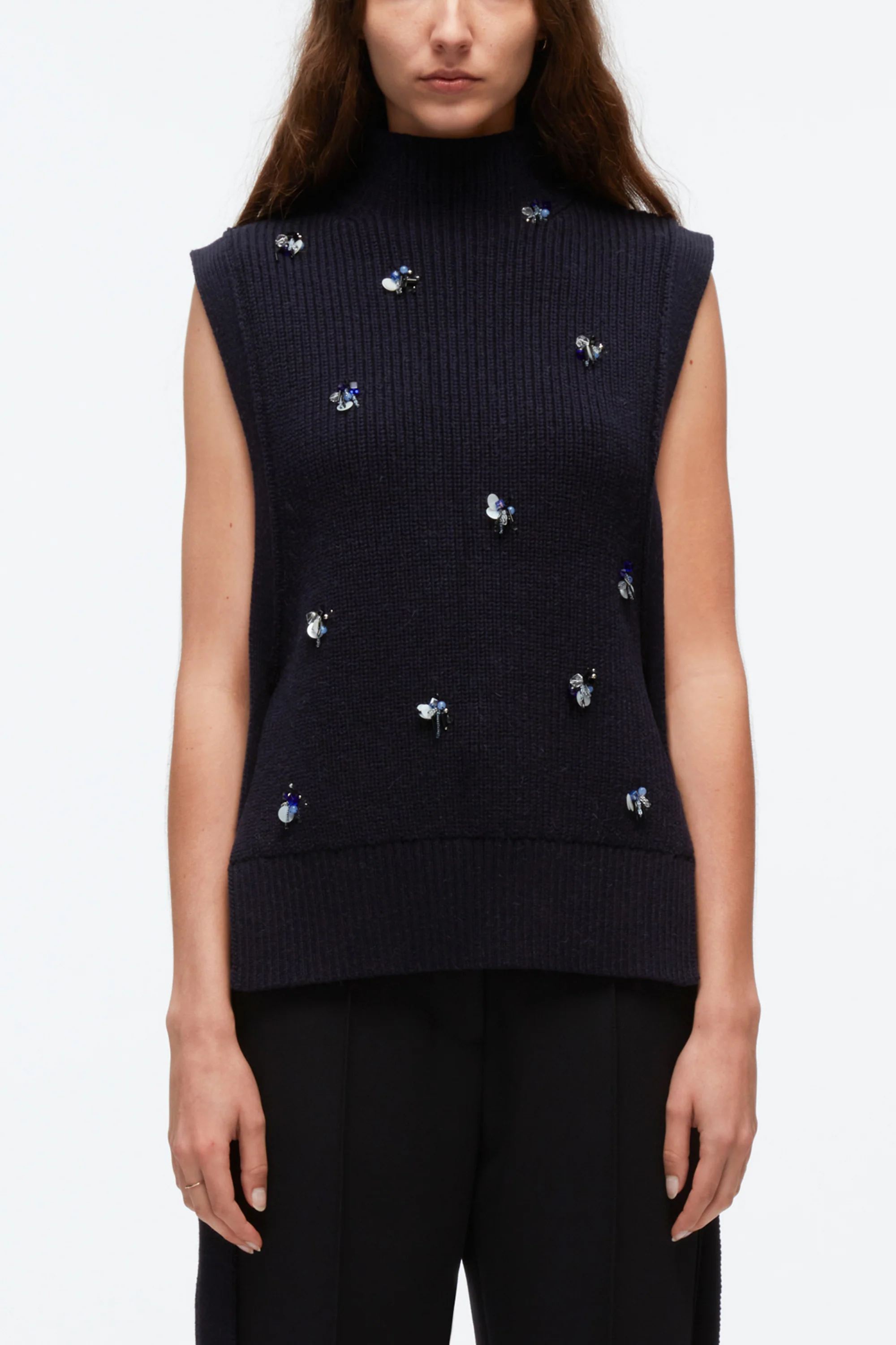 Sleeveless Sweater With Cluster Embroidery - Image 3