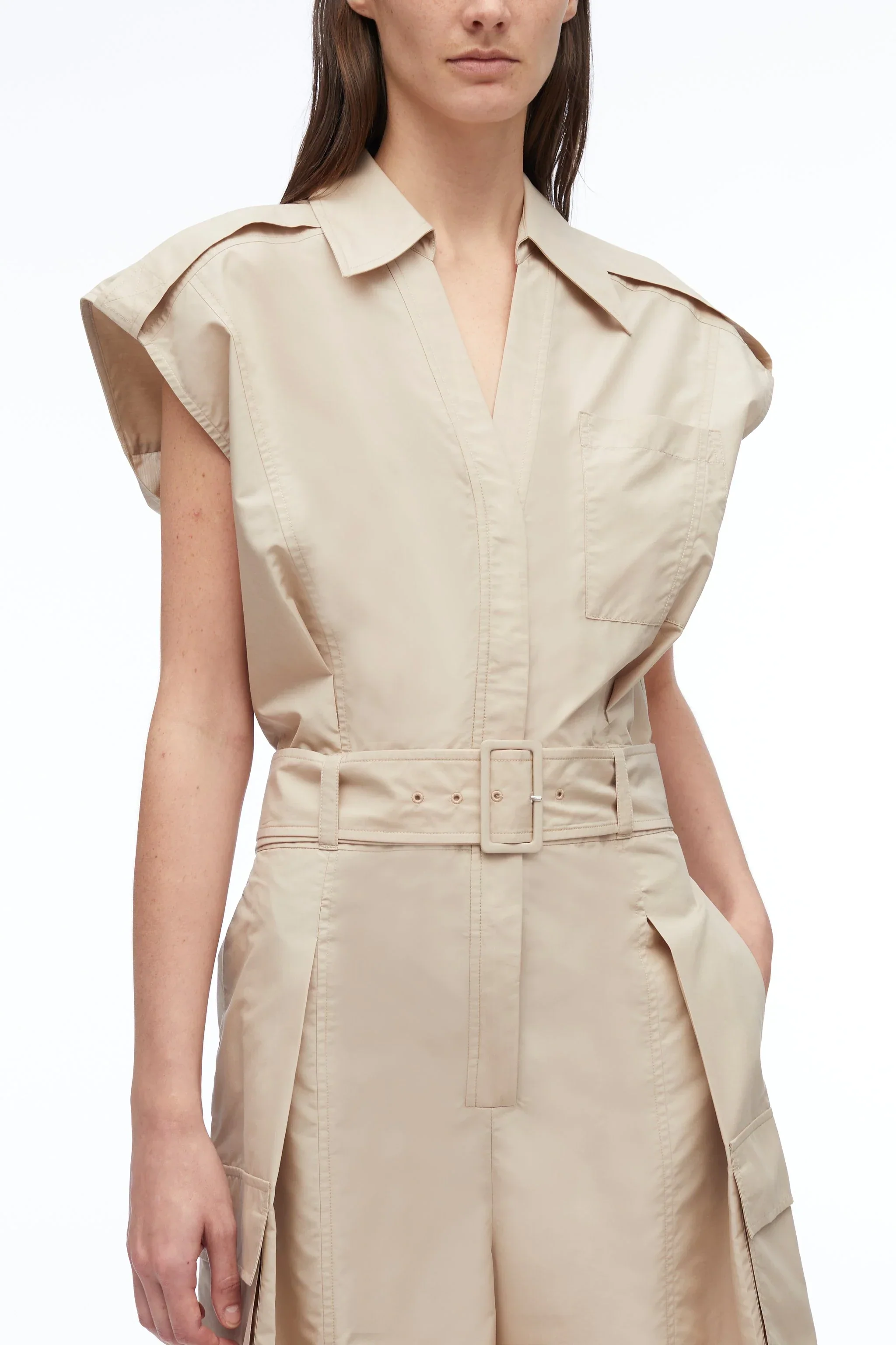 Sleeveless Utility Collared Romper - Image 3