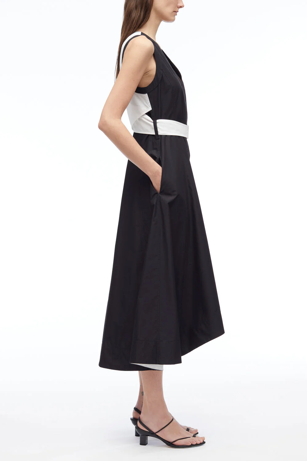 V-Neck Belted Poplin Midi Dress - Image 10