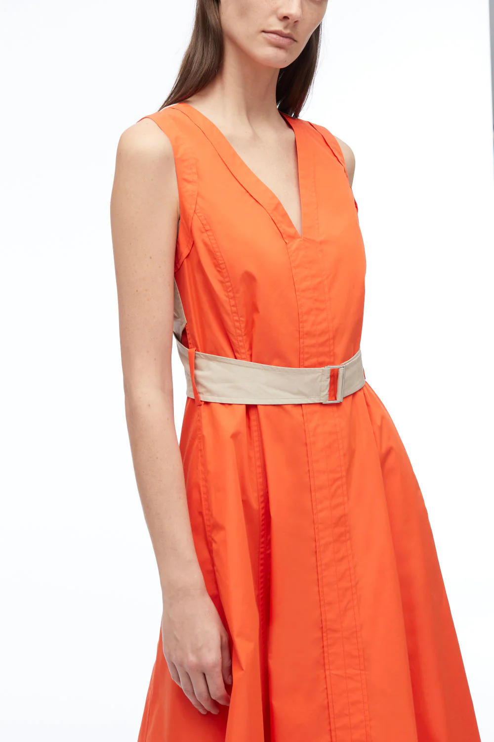 V-Neck Belted Poplin Midi Dress - Image 18