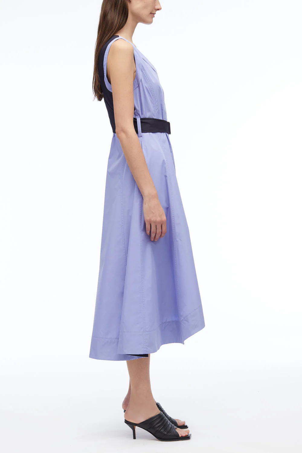 V-Neck Belted Poplin Midi Dress - Image 6