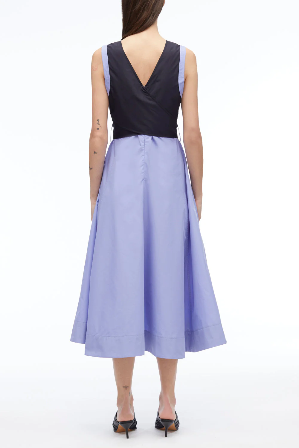V-Neck Belted Poplin Midi Dress - Image 7