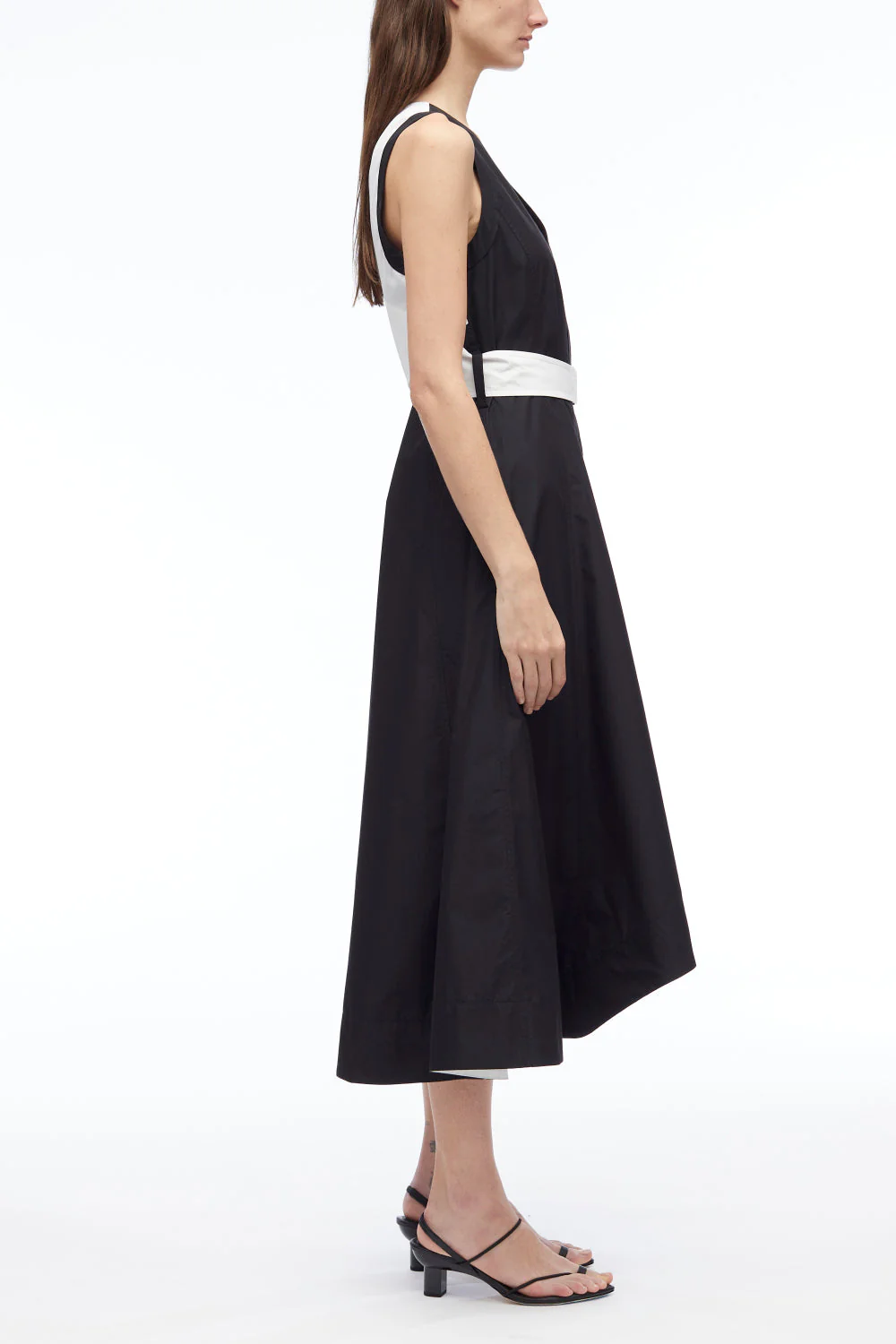 V-Neck Belted Poplin Midi Dress - Image 9