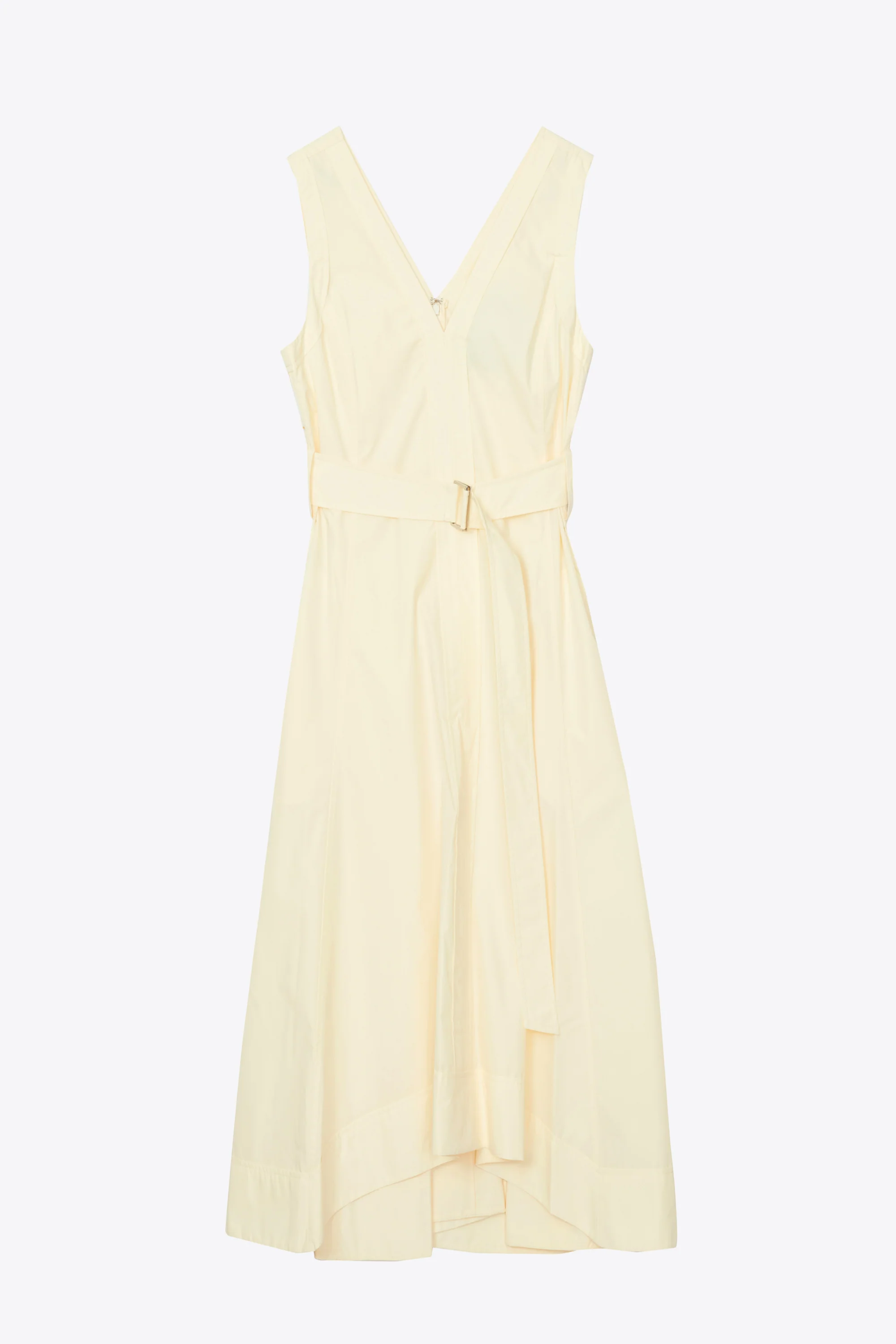 V-Neck Belted Sleeveless Midi Dress