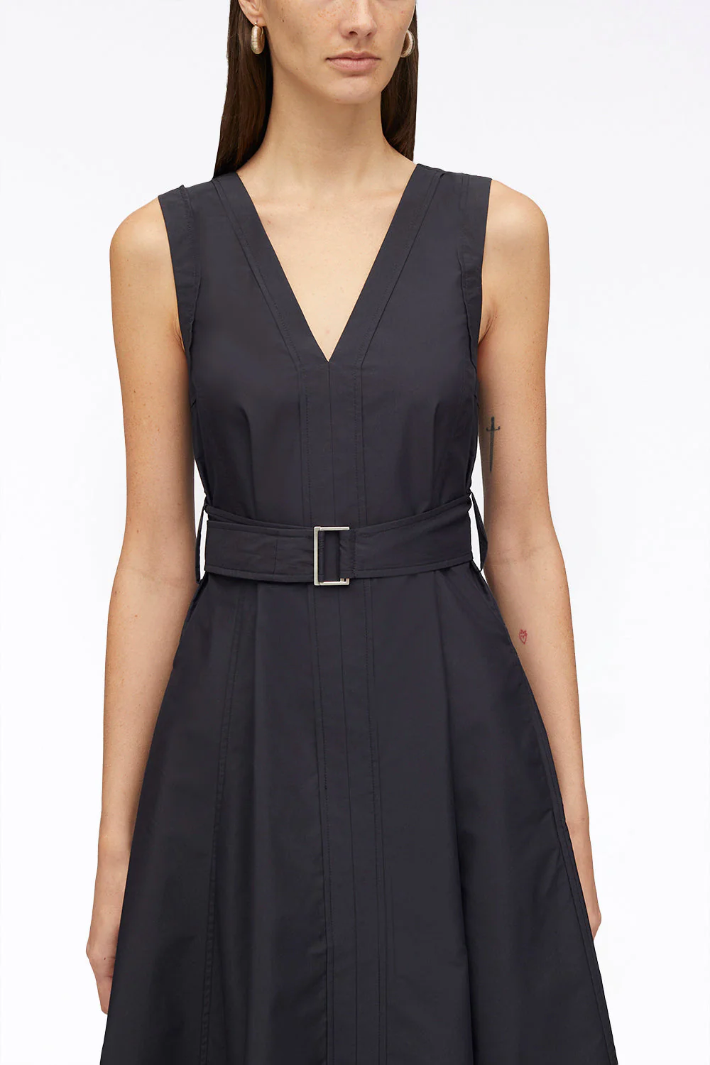 V-Neck Belted Sleeveless Midi Dress - Image 11