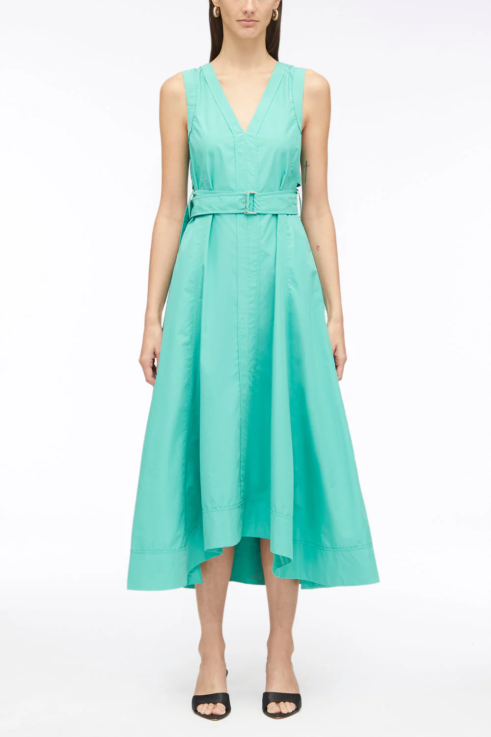 V-Neck Belted Sleeveless Midi Dress - Image 2