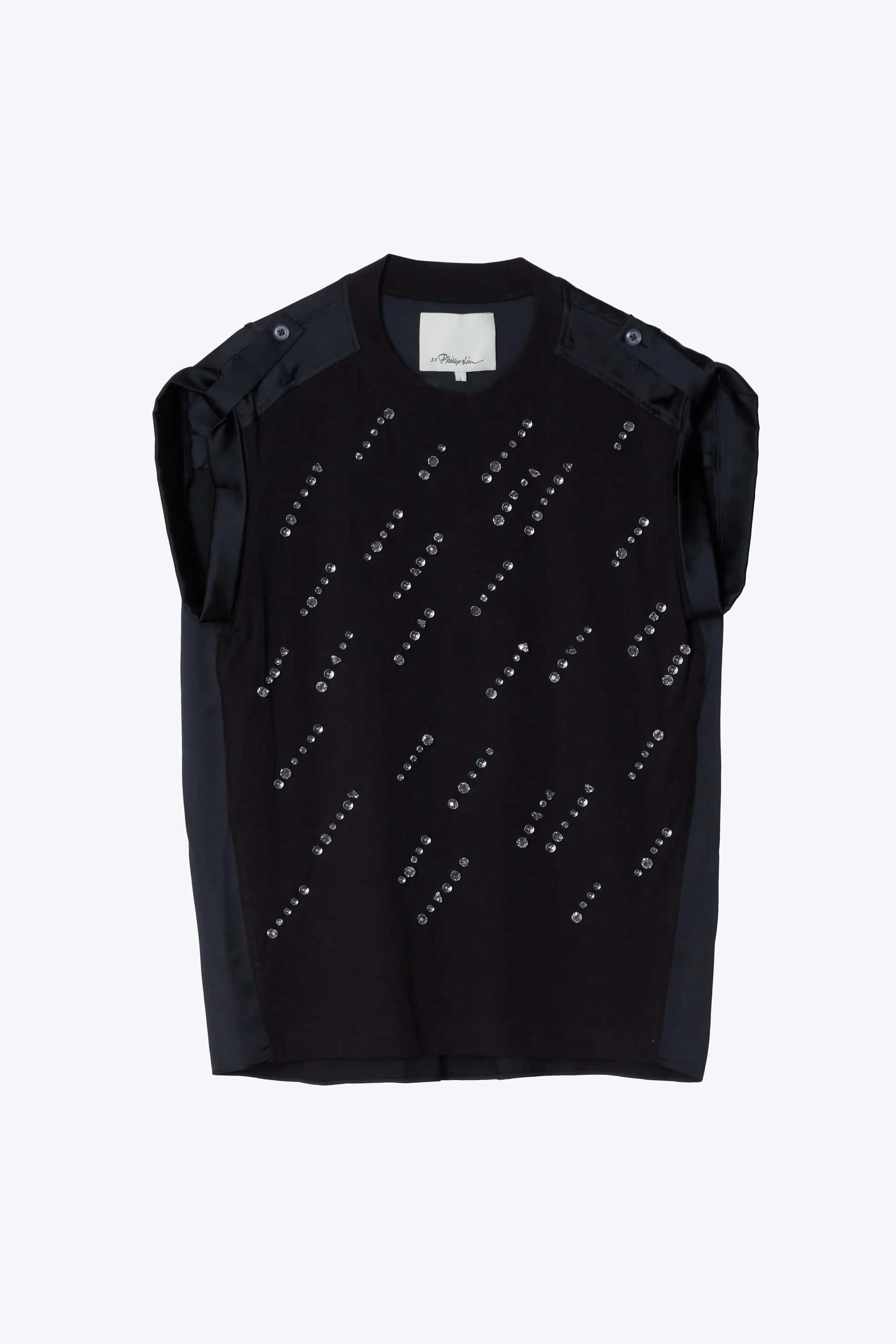 Short Sleeve Combo Tee With Rainfall Embellishment