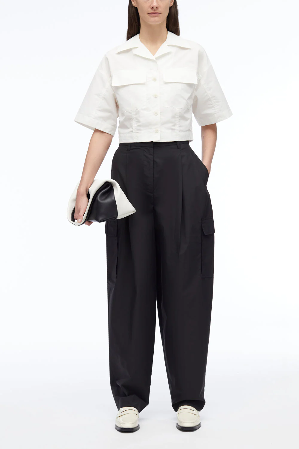 Short Sleeve Cropped Poplin Shirt