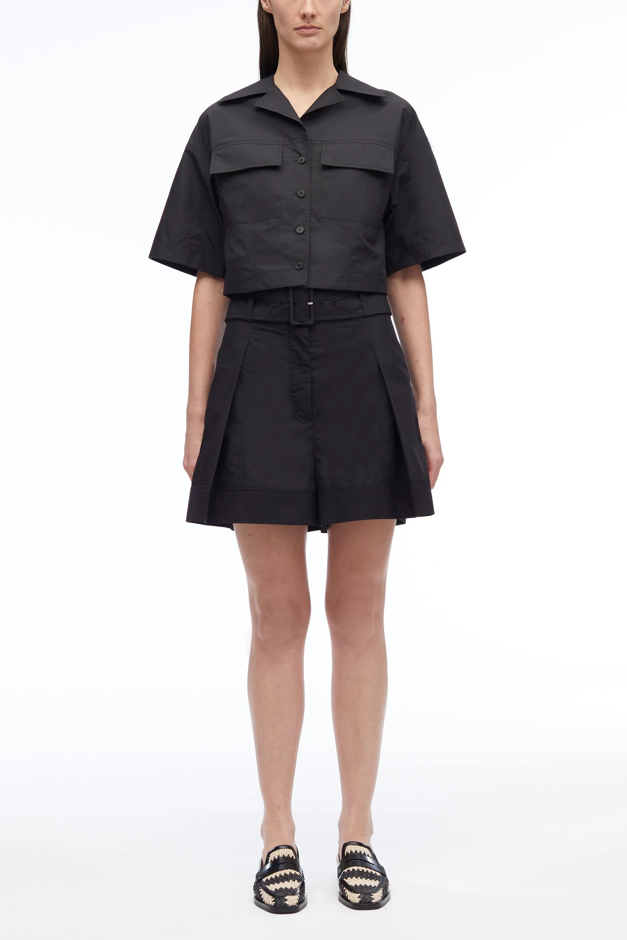 Short Sleeve Cropped Poplin Shirt - Image 12