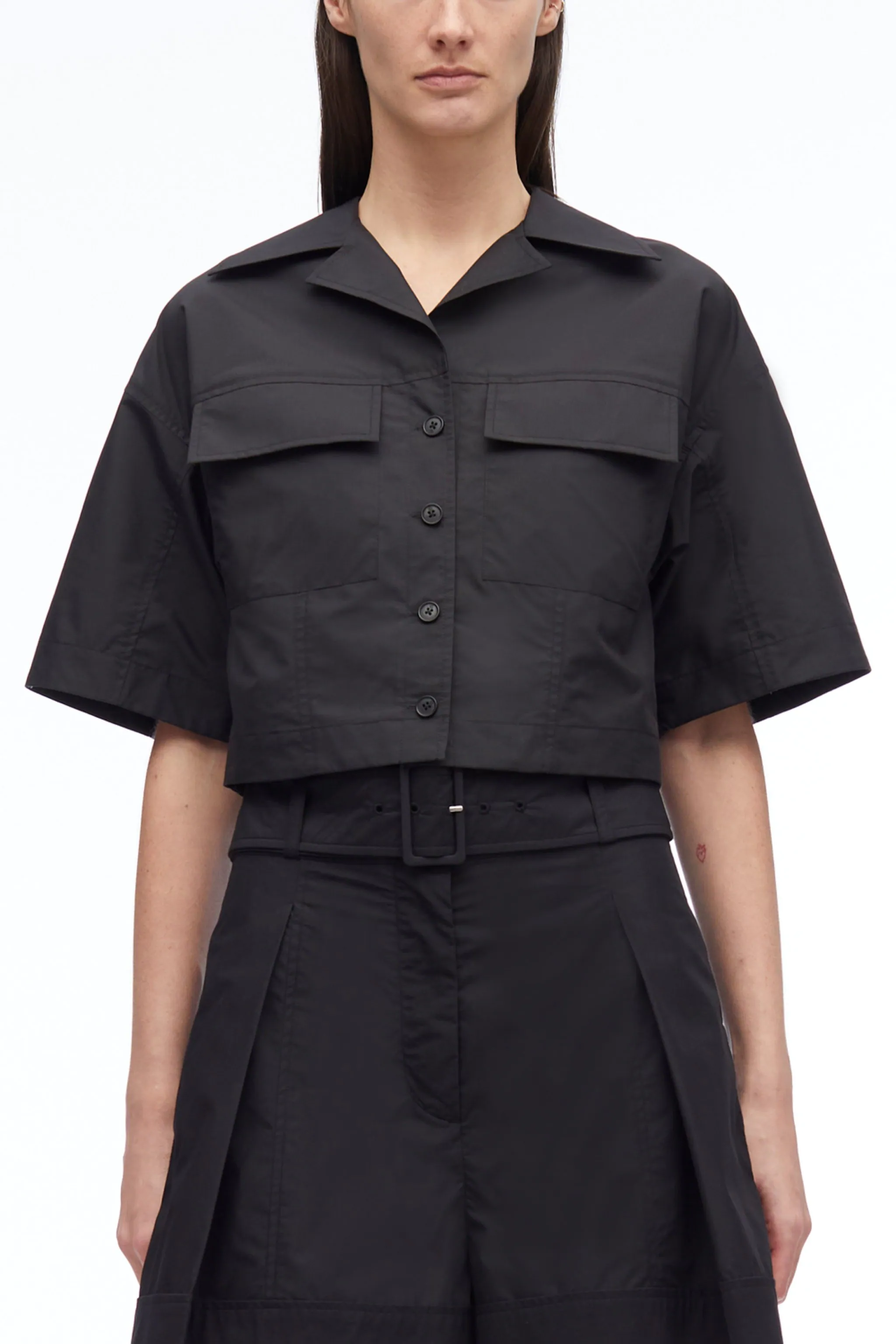 Short Sleeve Cropped Poplin Shirt - Image 13