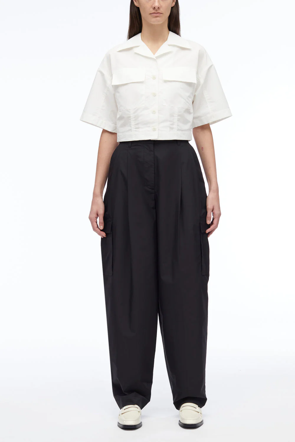 Short Sleeve Cropped Poplin Shirt - Image 2
