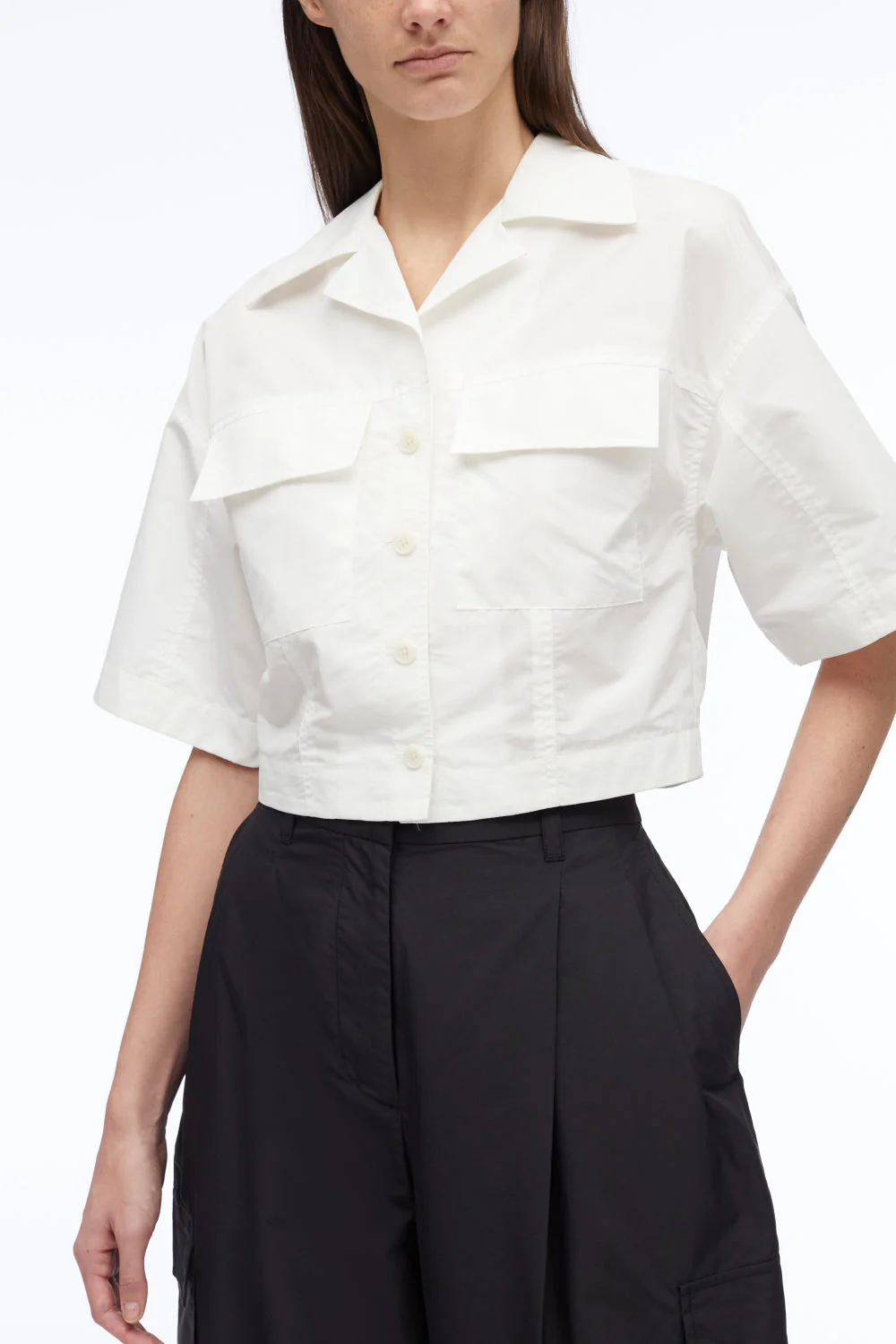 Short Sleeve Cropped Poplin Shirt - Image 4