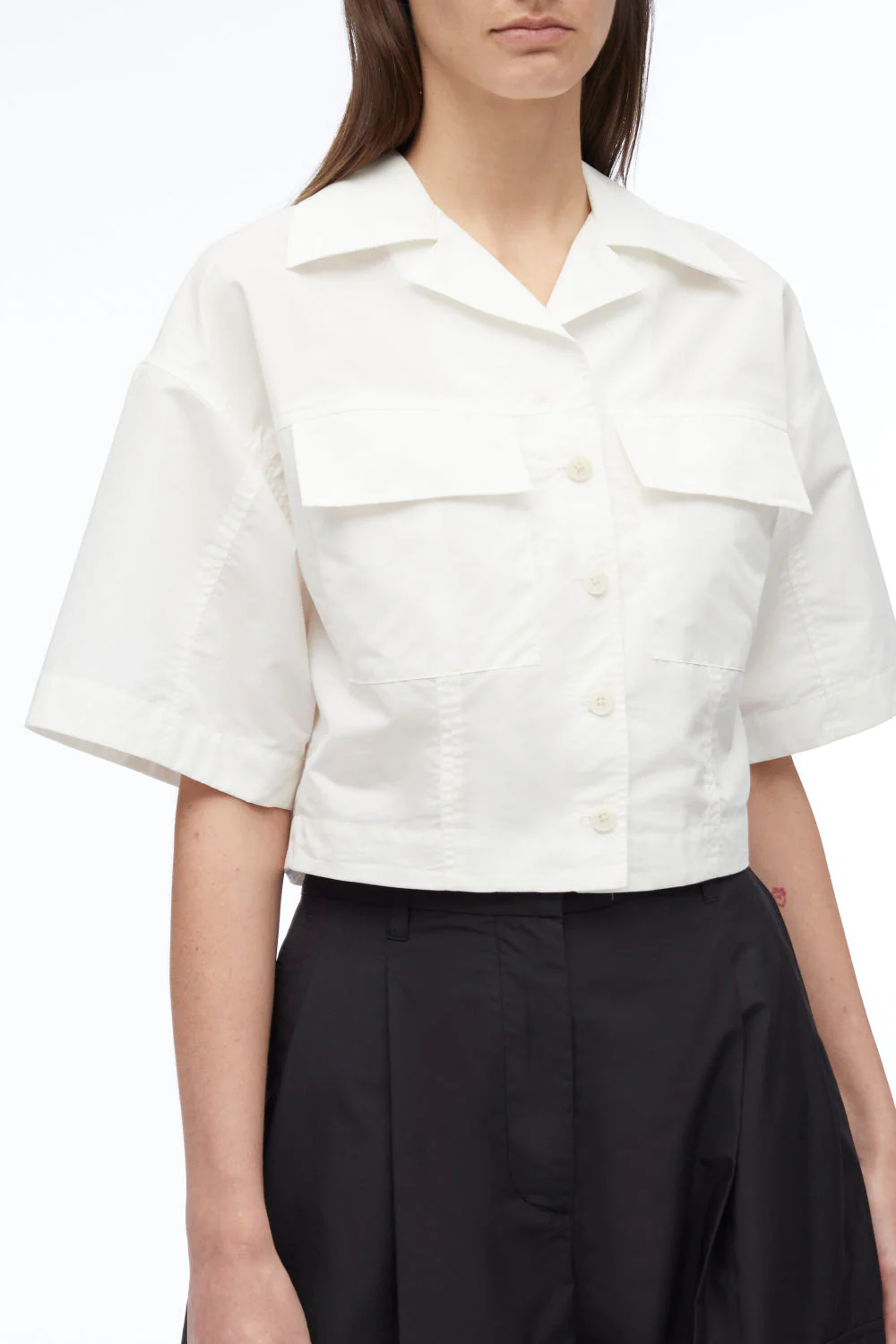 Short Sleeve Cropped Poplin Shirt - Image 5