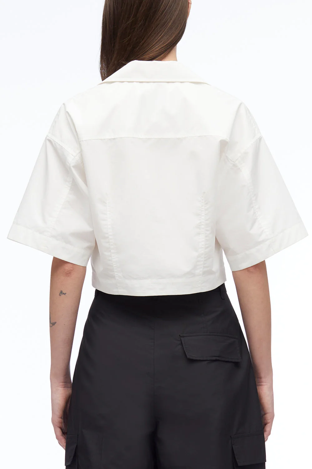 Short Sleeve Cropped Poplin Shirt - Image 7