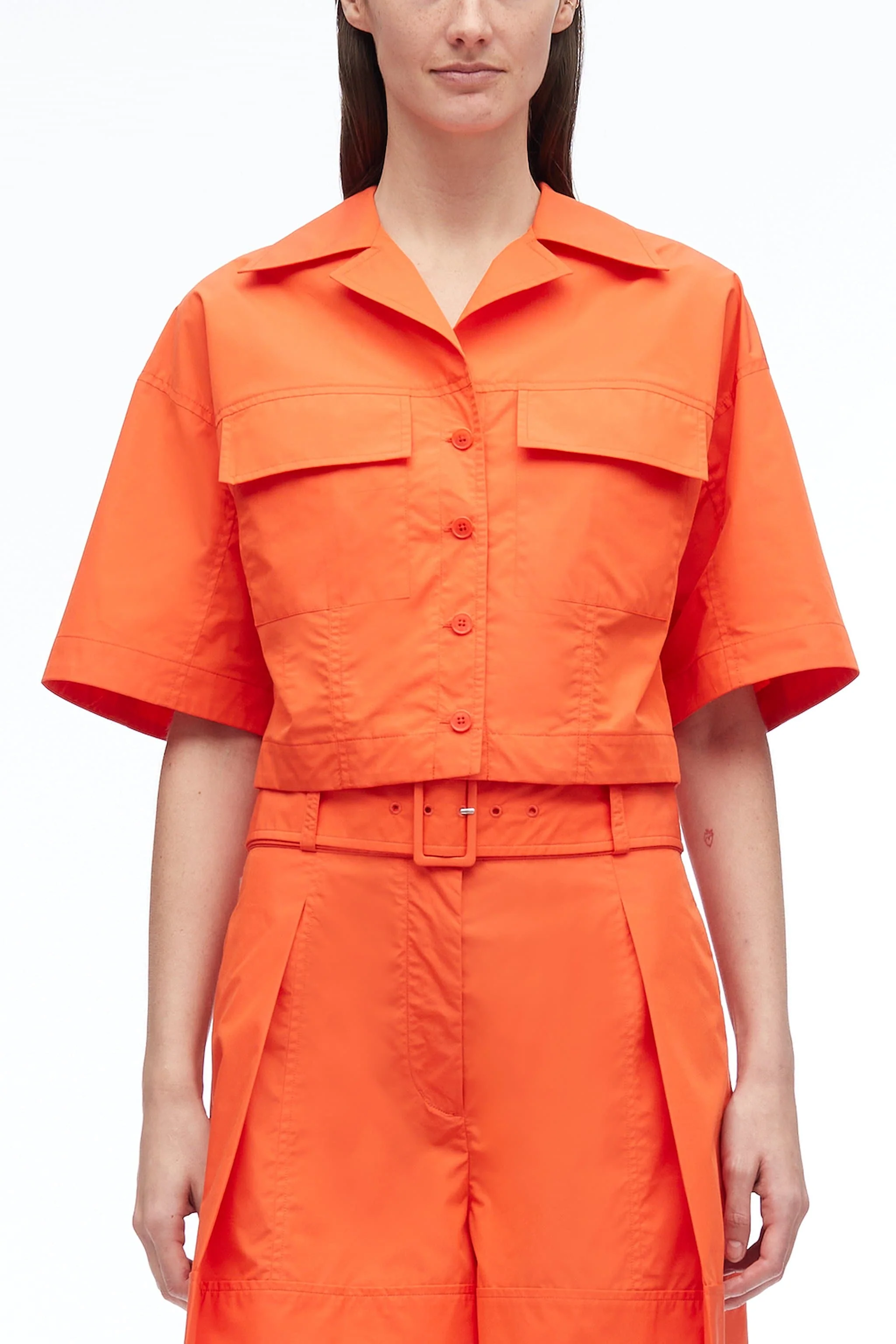 Short Sleeve Cropped Poplin Shirt - Image 9