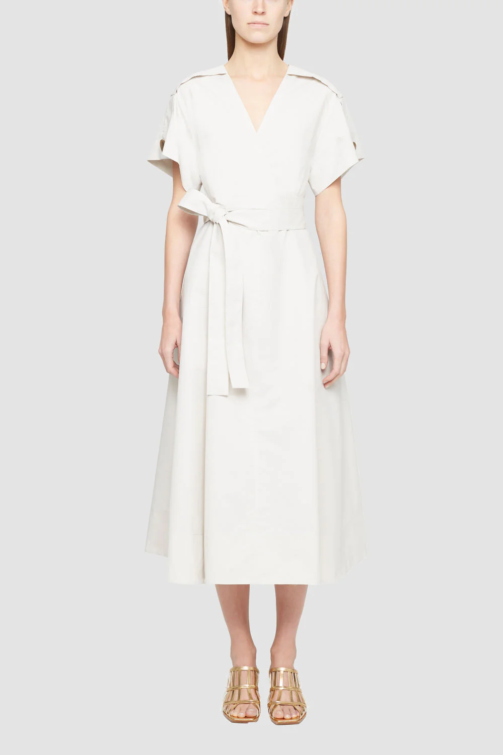 Ss Crossover Tied Waist Dress