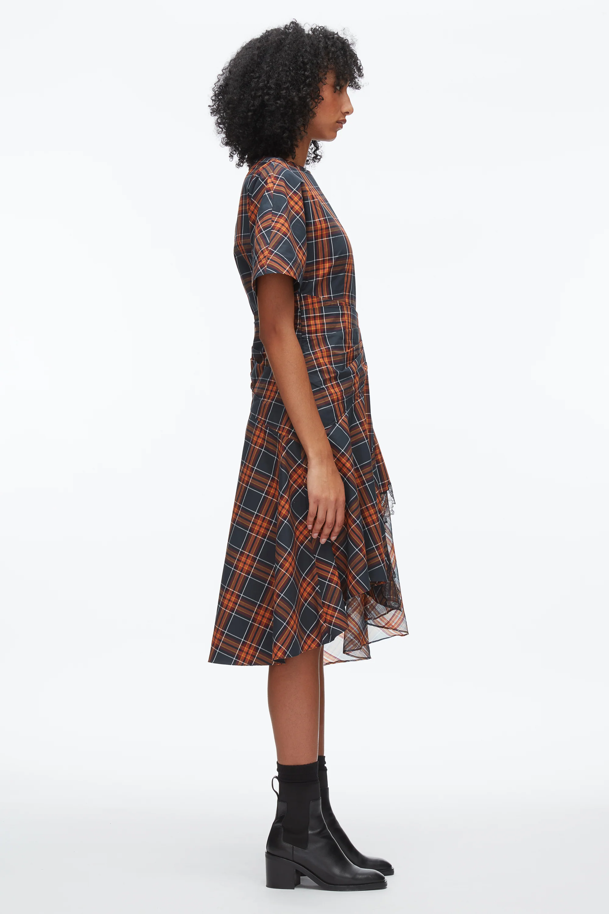 Plaid Mix Draped Dress - Image 3