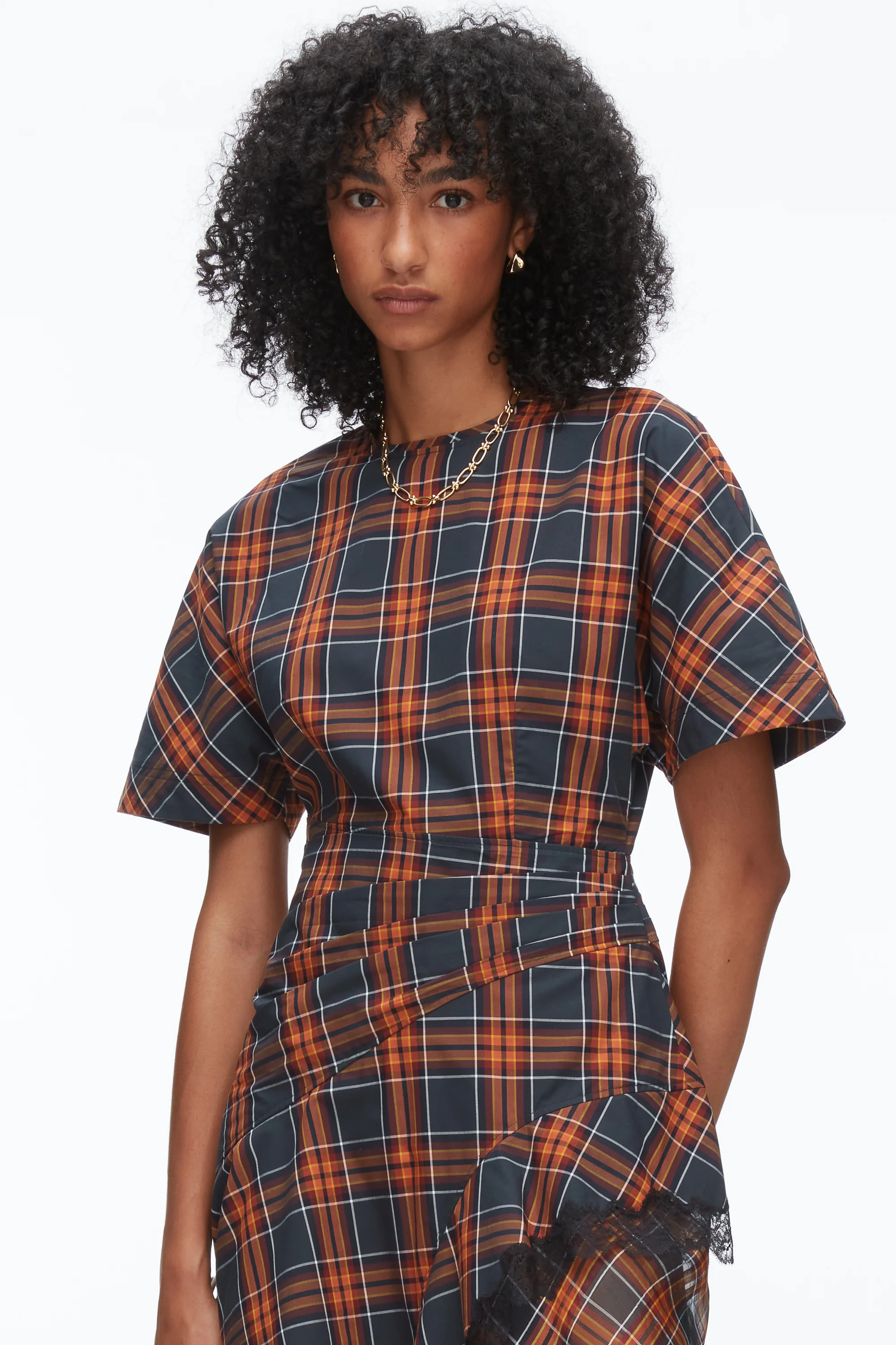 Plaid Mix Draped Dress - Image 5