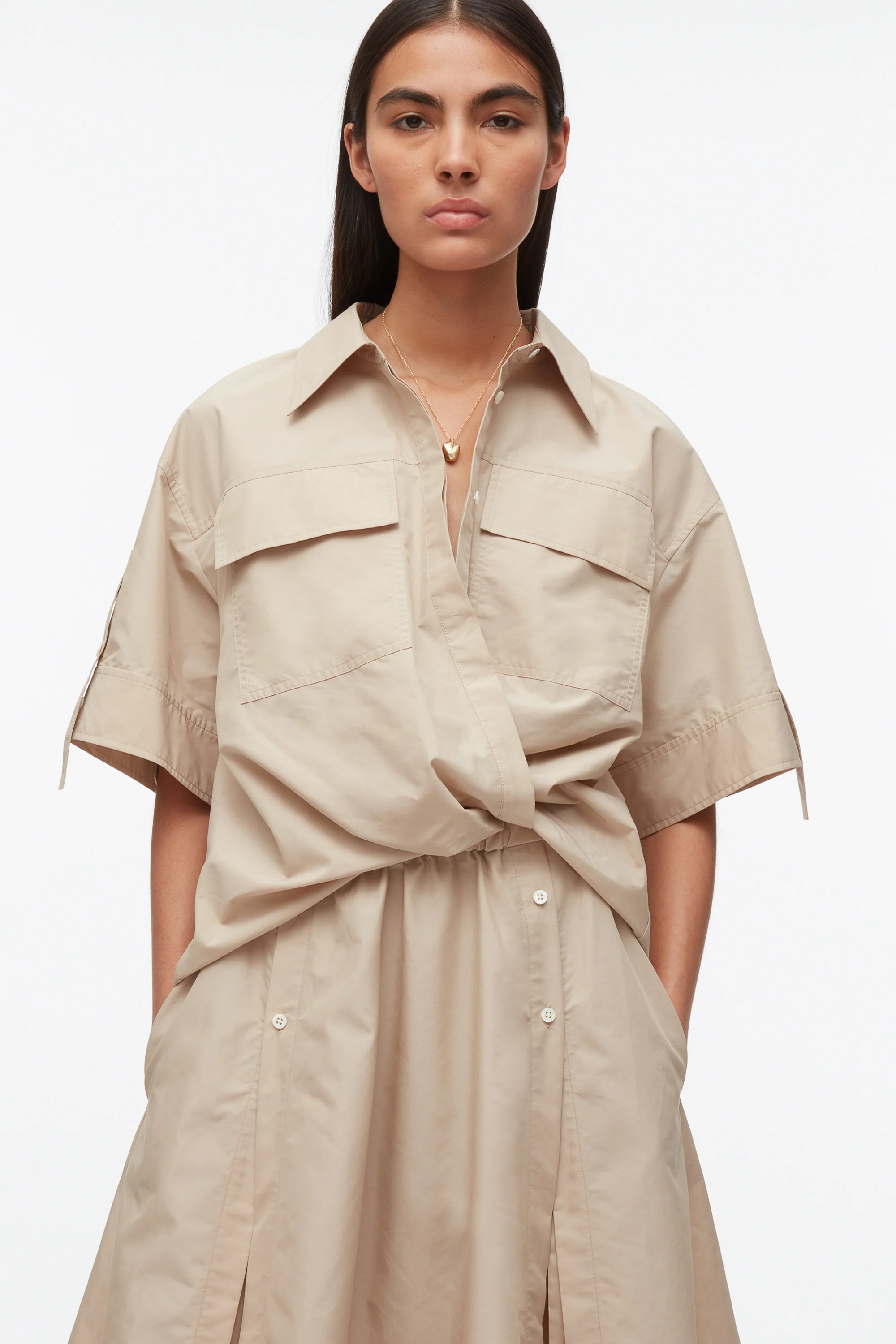 Tucked Front Shirt Dress - Image 18