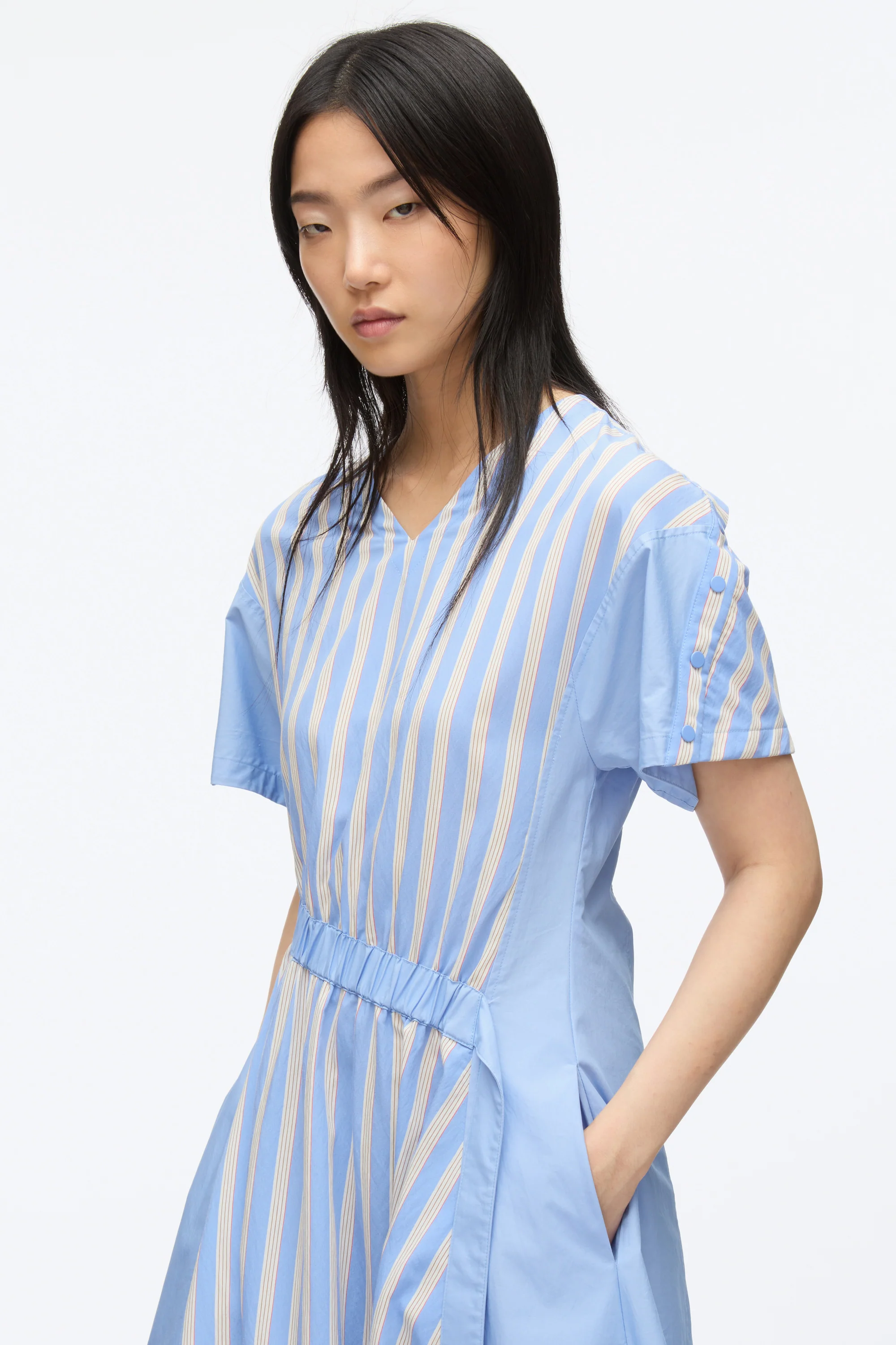V-Neck Dress with Elasticated Waist - Image 6