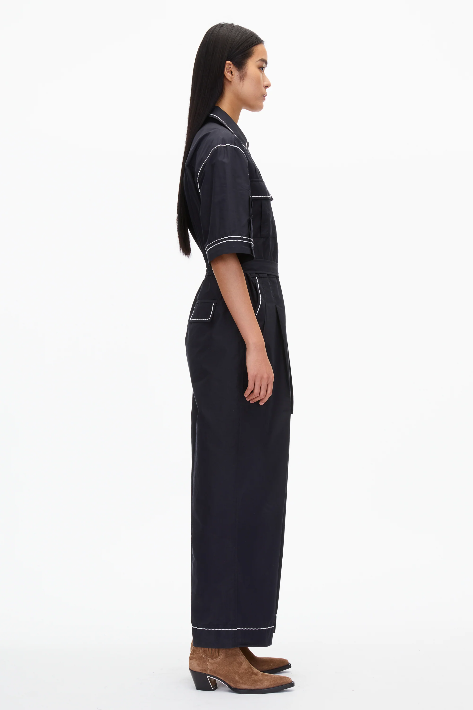 Jumpsuit with Wave Embroidery - Image 2