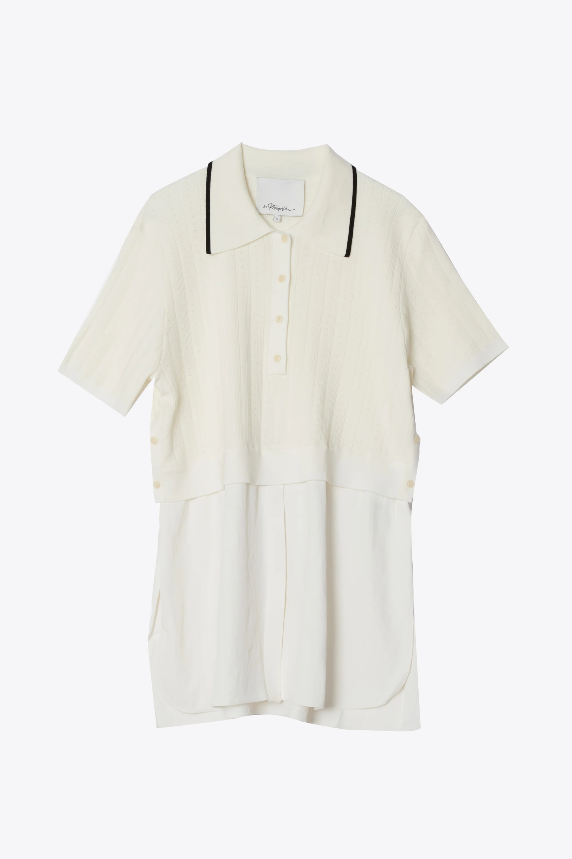 Short Sleeve Polo With Poplin Shirting Layer