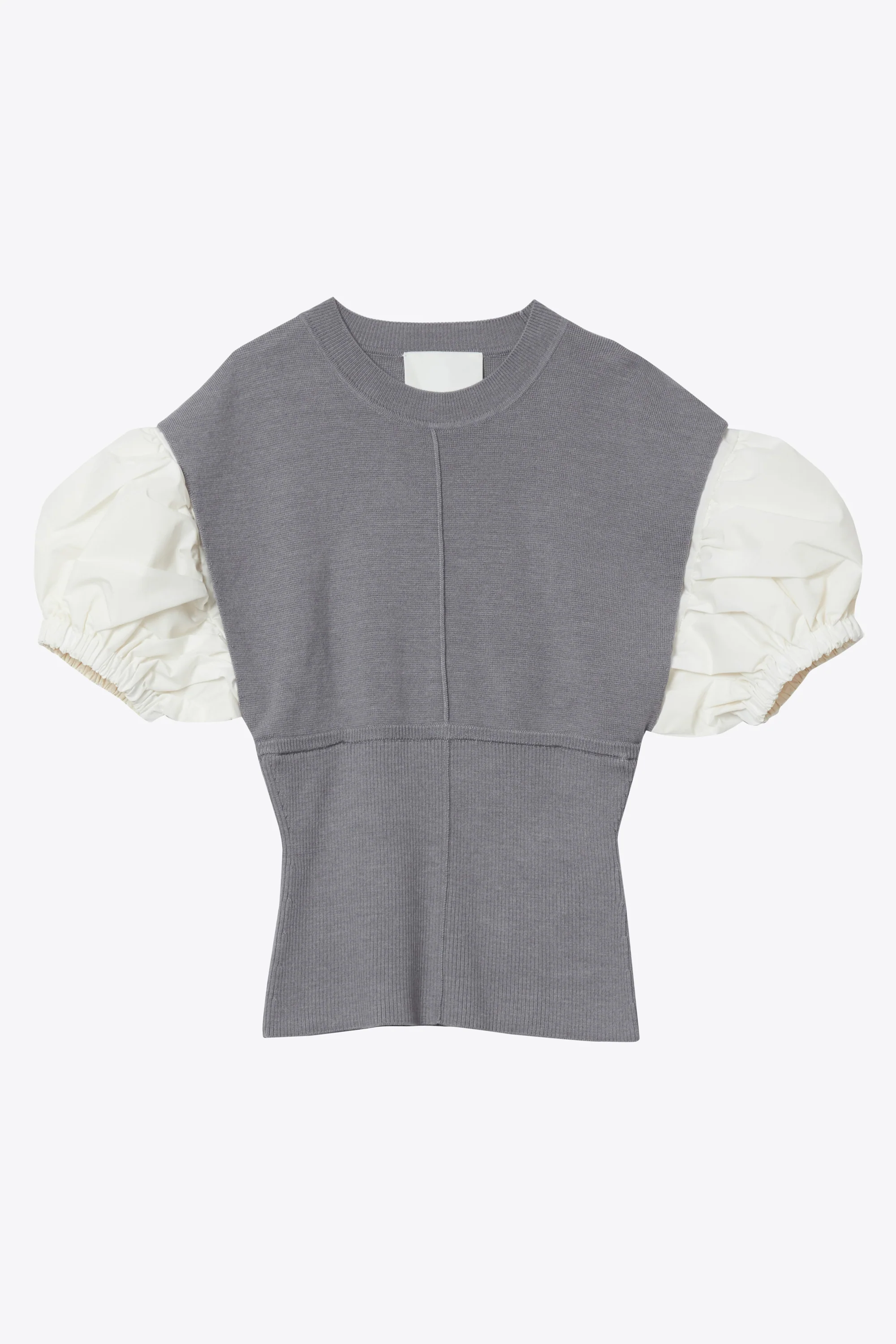 Poplin Combo Puff Sleeve Top - Image 2