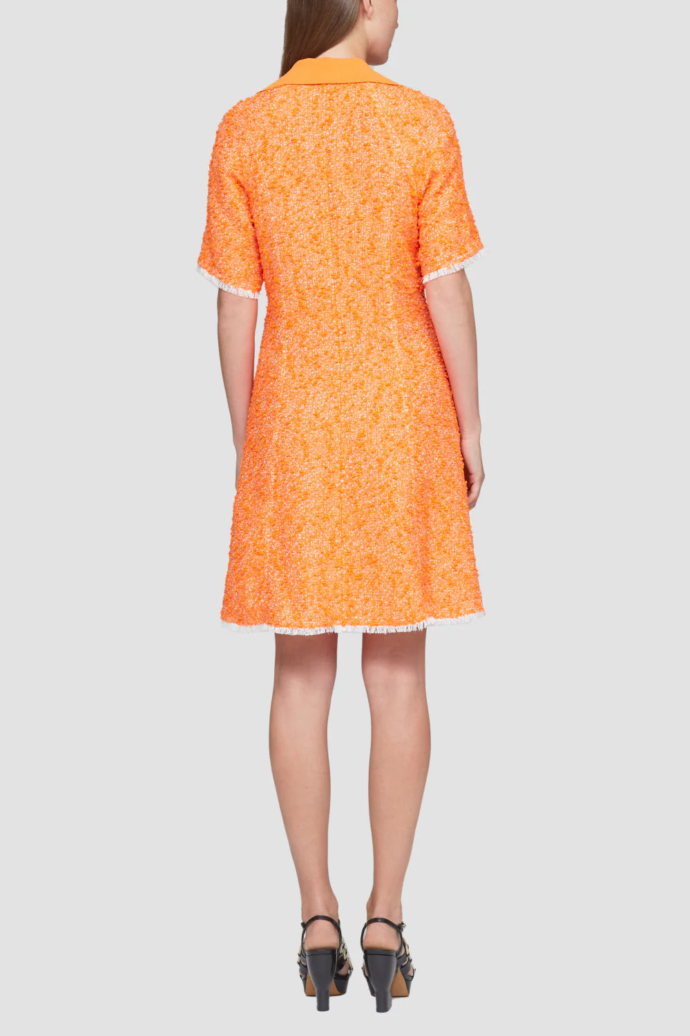 Short Sleeve Rib Collar Spring Tweed Polo Dress - Image 3