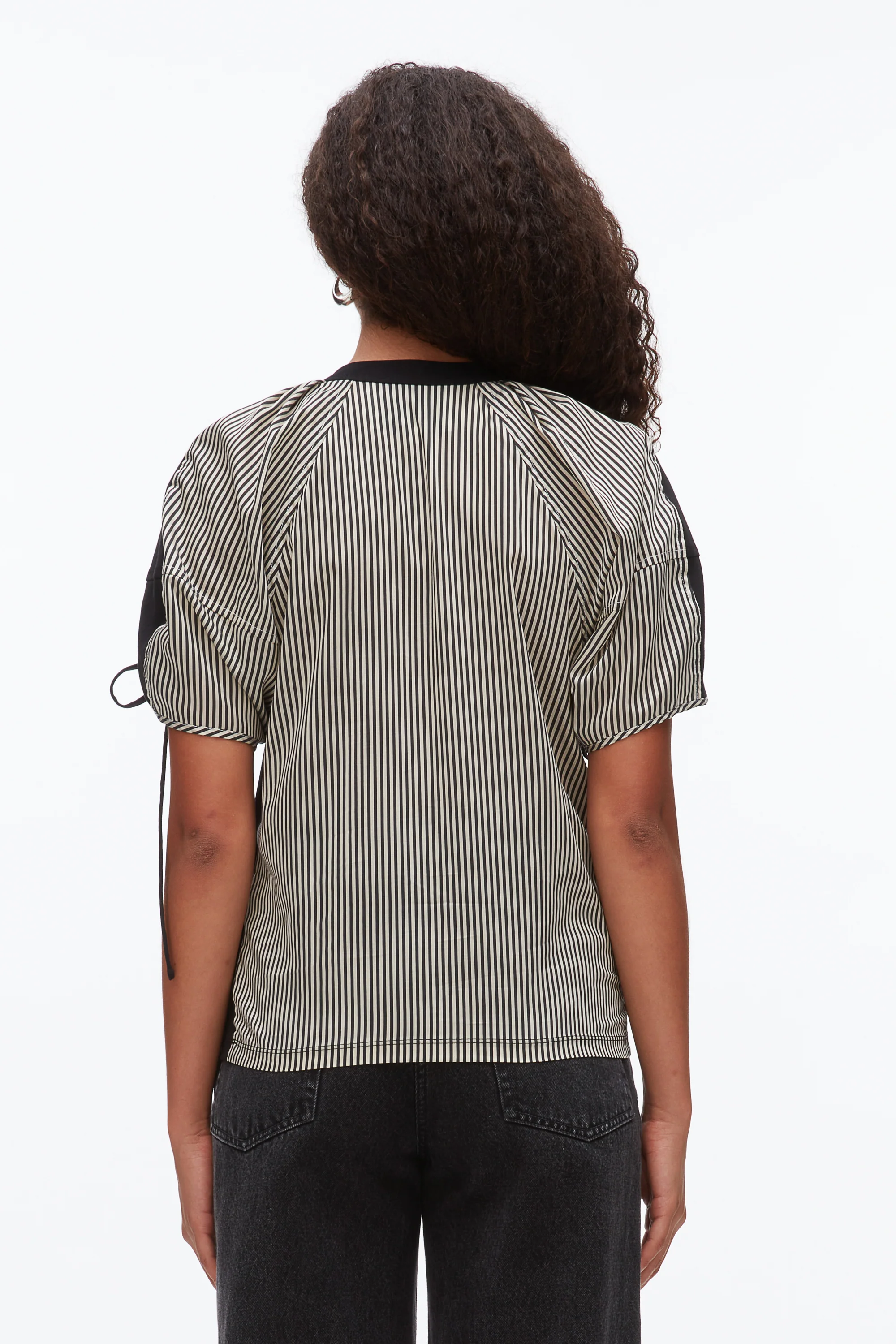Ruched T-Shirt with Poplin Back - Image 5