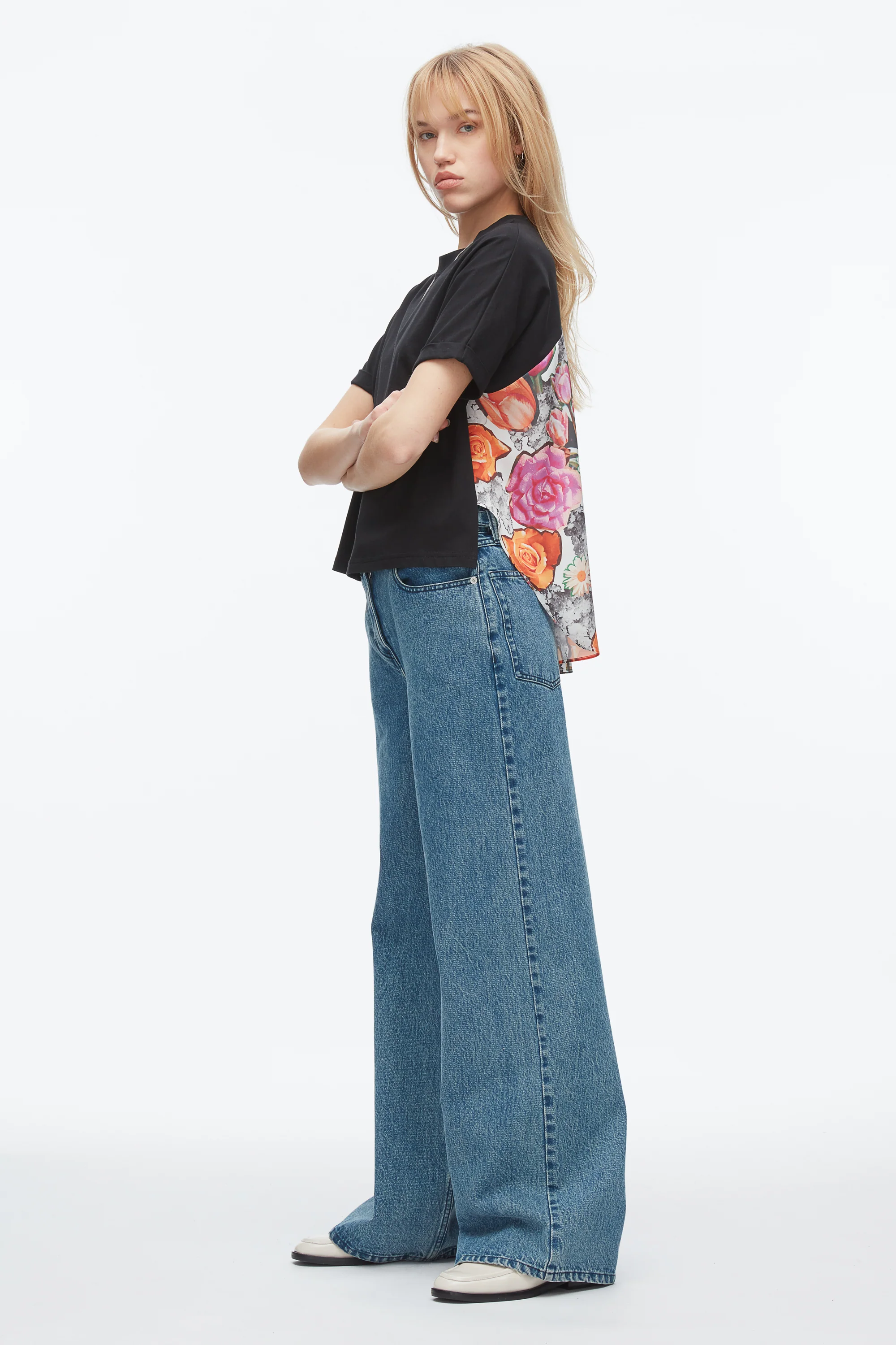 Short Sleeve Tee with Floral Collage Combo - Image 2