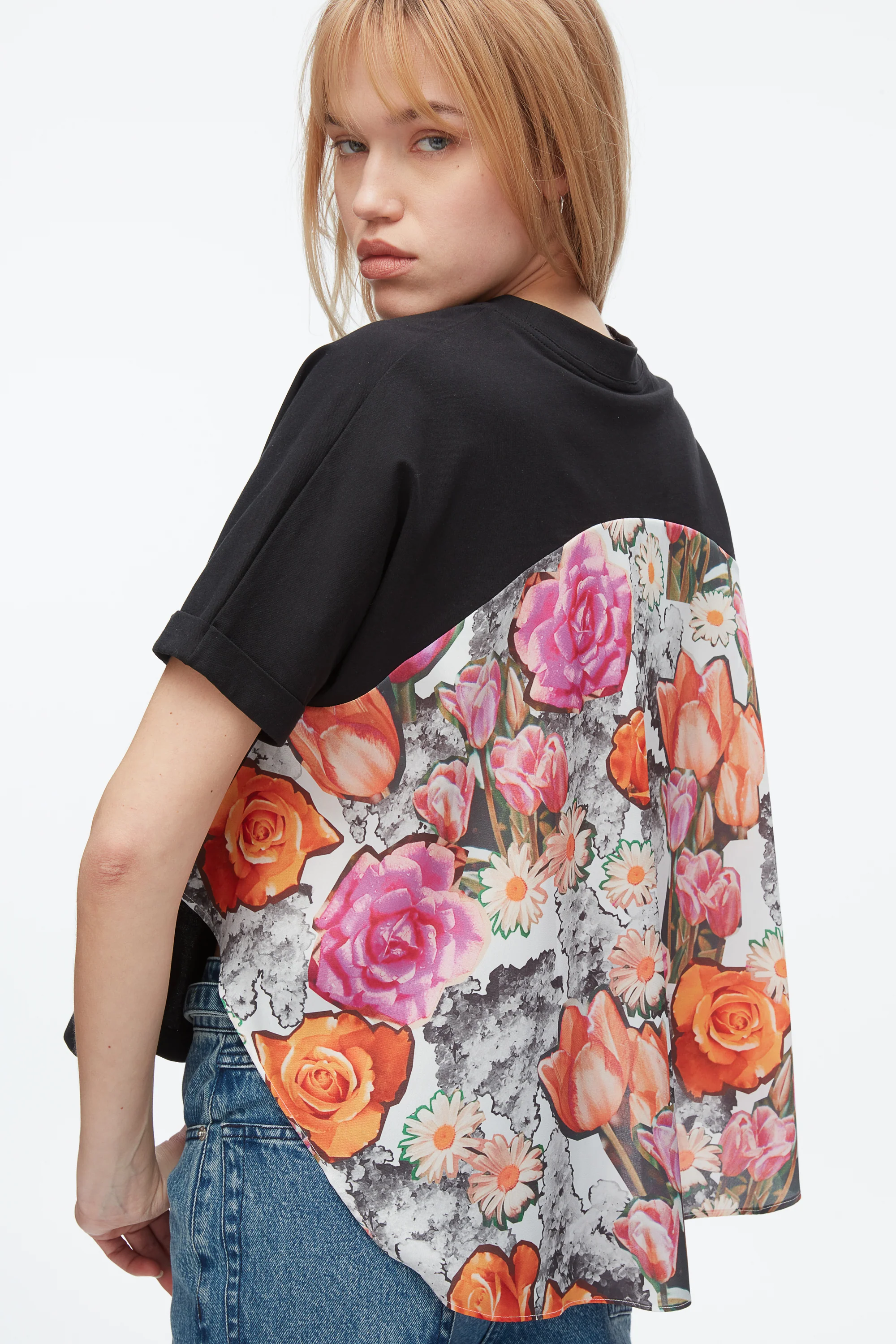 Short Sleeve Tee with Floral Collage Combo - Image 6