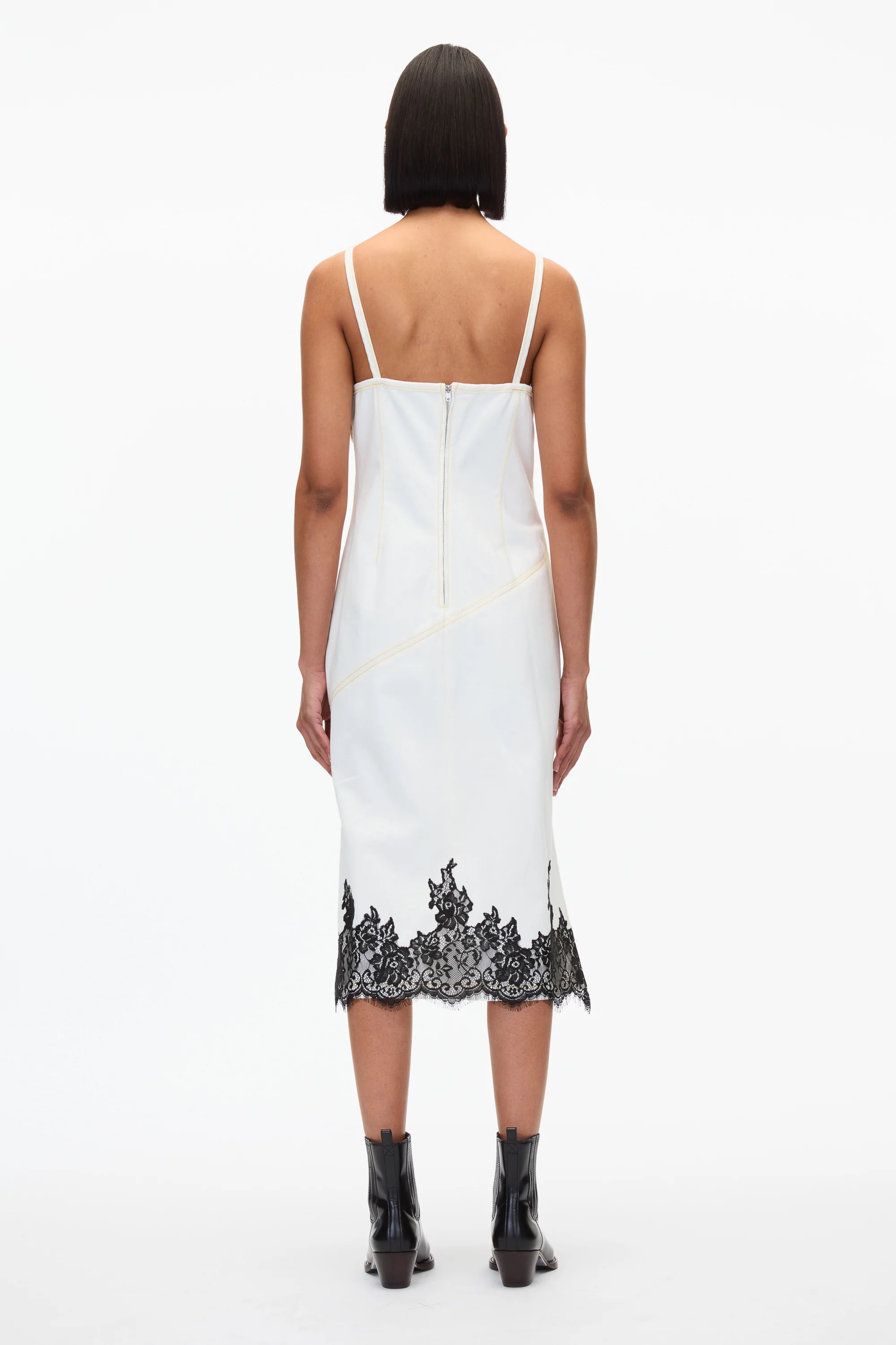 Stonewashed Denim Slip Dress With Lace - Image 4