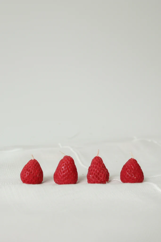 Strawberry Beeswax Birthday Candles