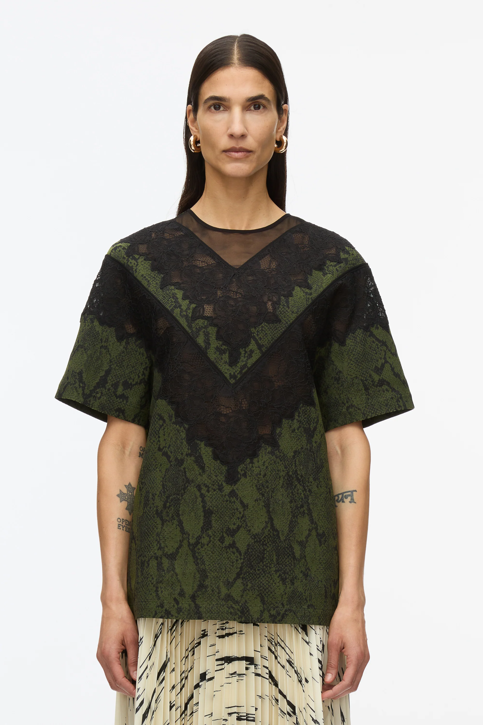 Snake Tee With Lace Inlay - Image 3