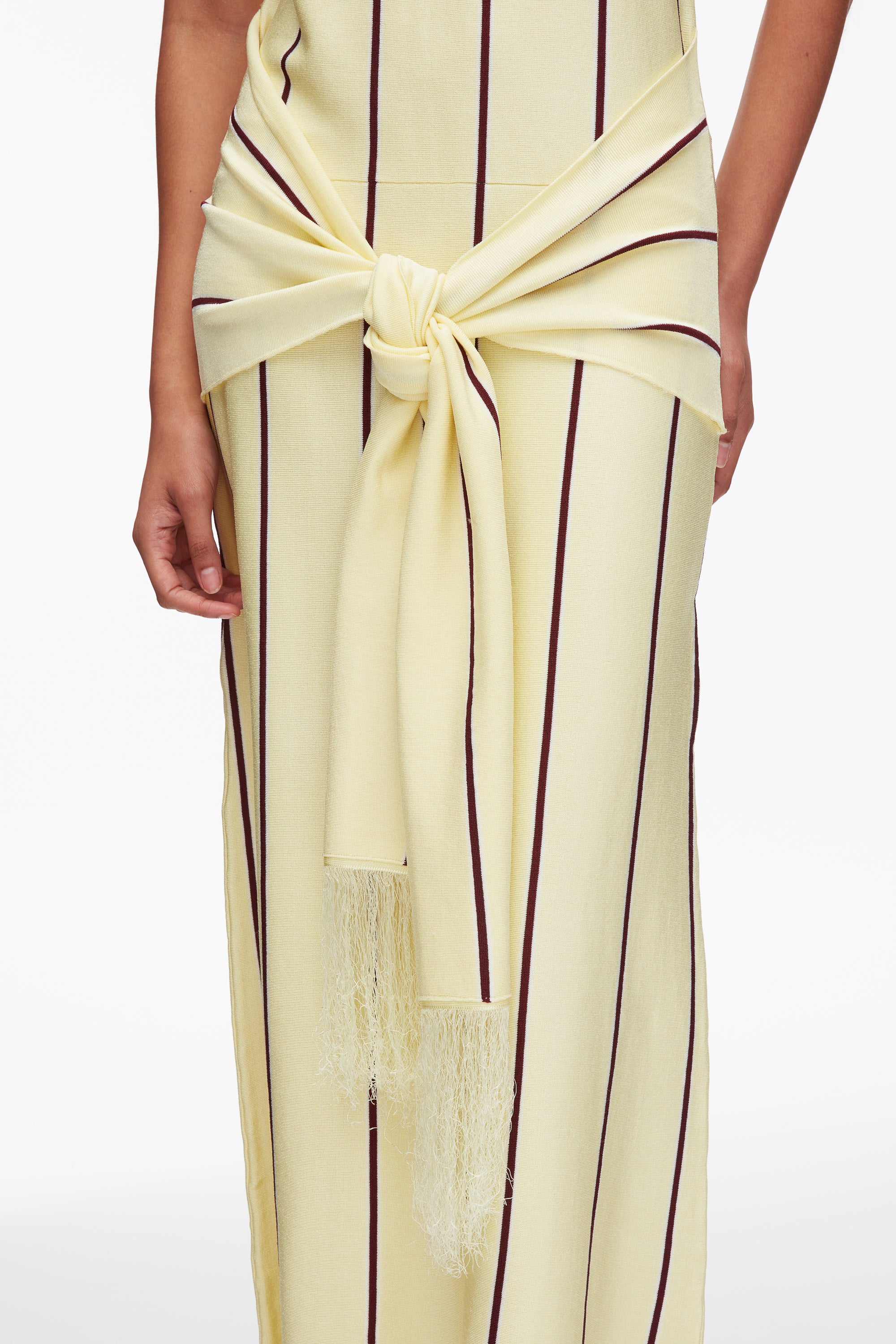 Stripe Midi Dress with Fringe Waist Tie - Image 14