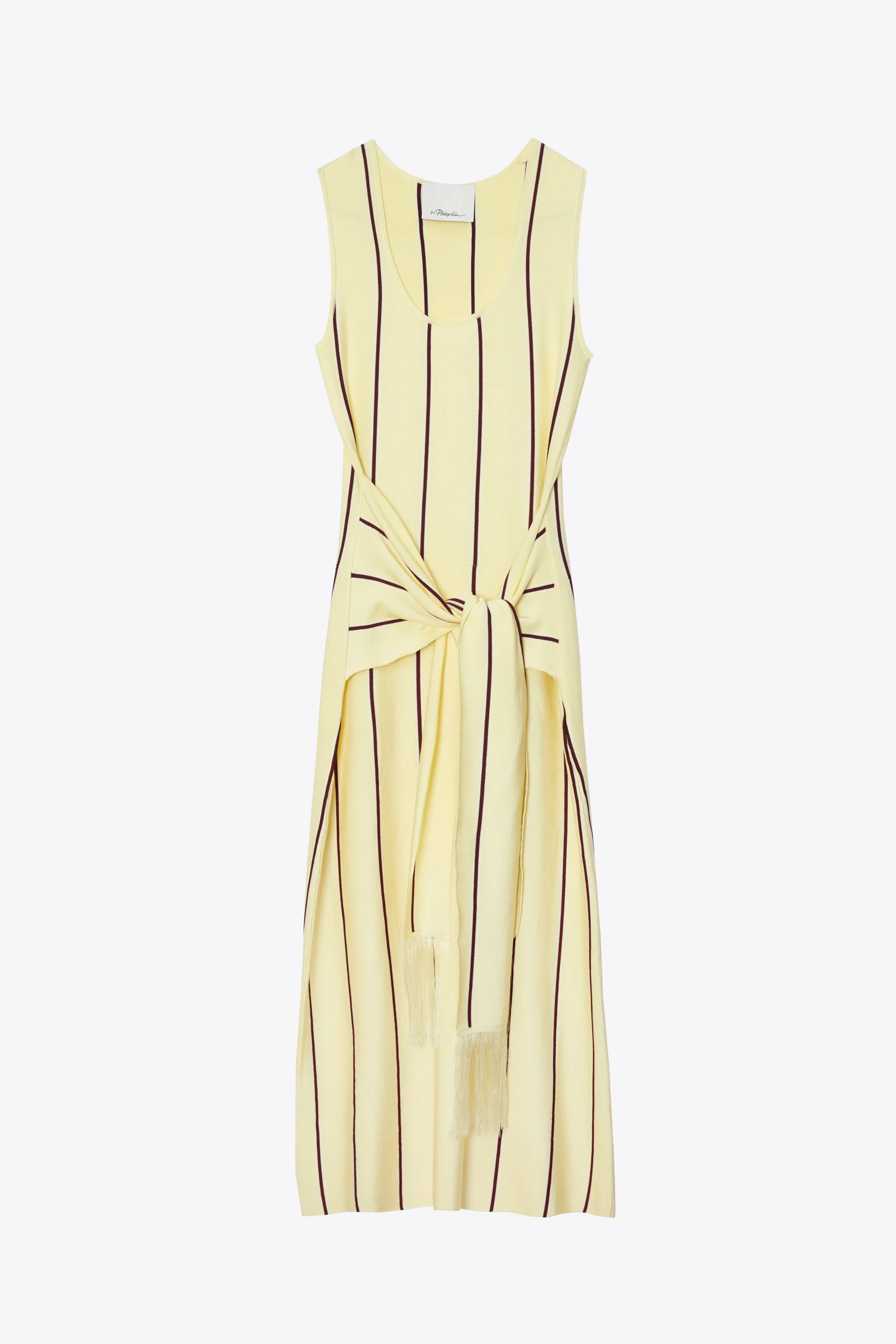 Stripe Midi Dress with Fringe Waist Tie - Image 15