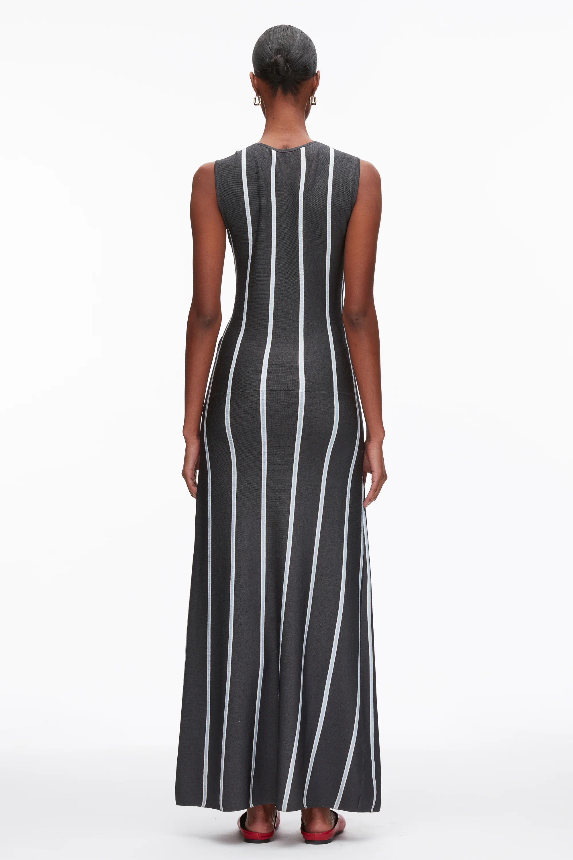 Stripe Midi Dress with Fringe Waist Tie - Image 4