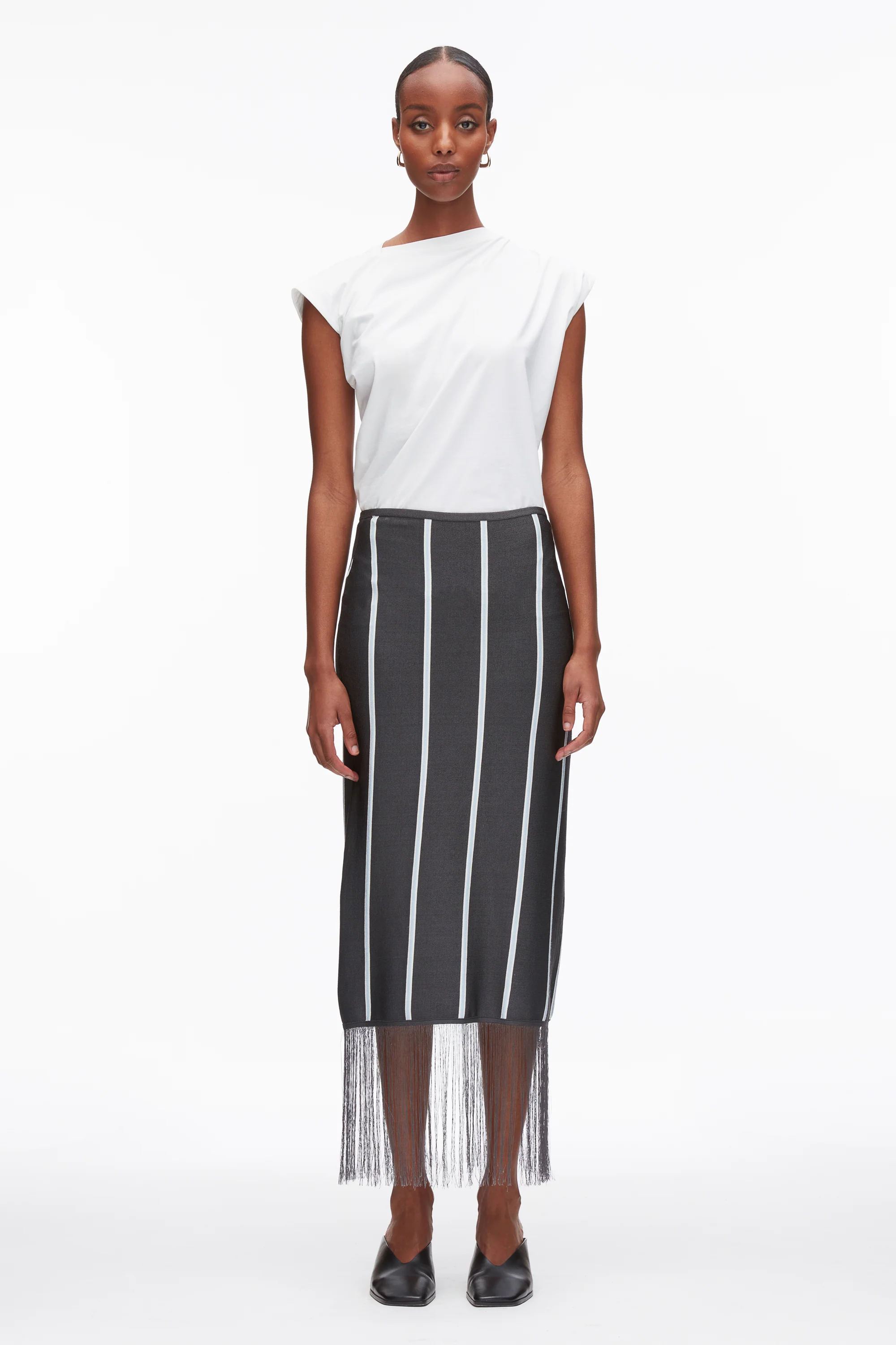 Stripe Midi Skirt with Fringe - Image 10