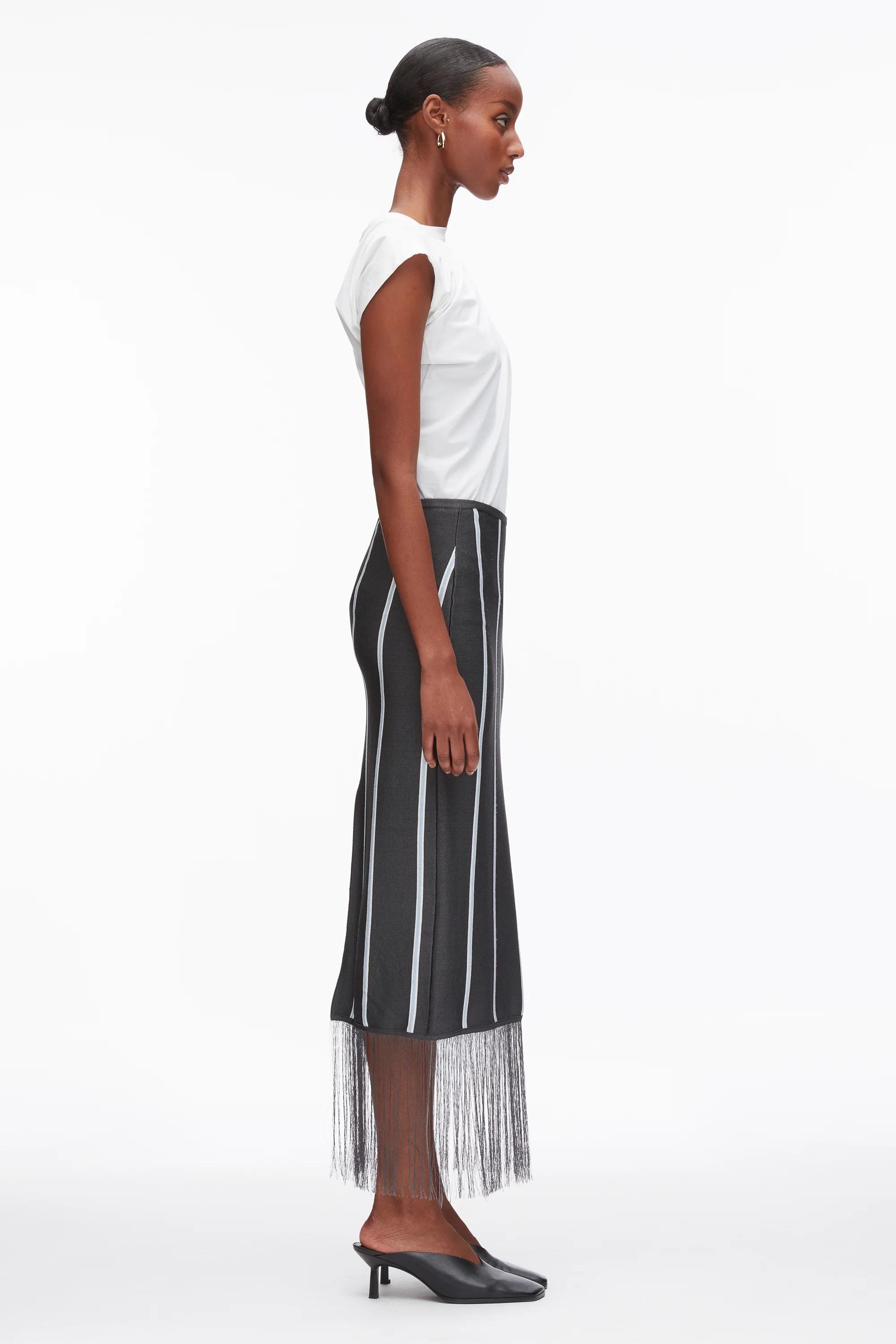Stripe Midi Skirt with Fringe - Image 11