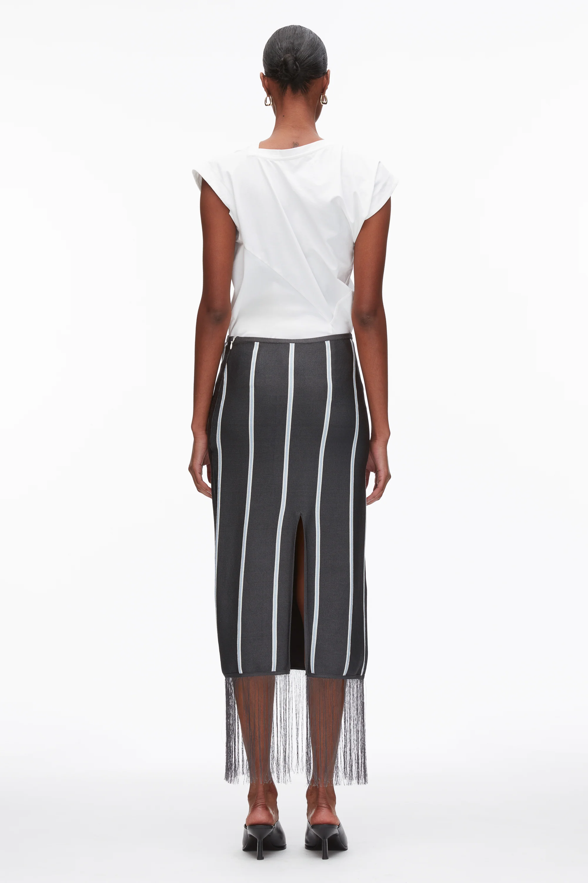 Stripe Midi Skirt with Fringe - Image 12